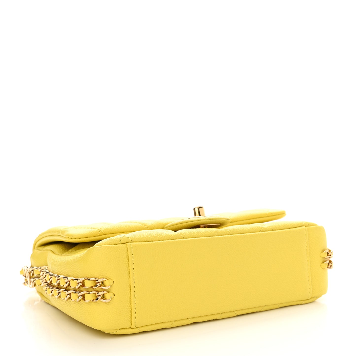 Caviar Quilted Mini CC You Flap Yellow