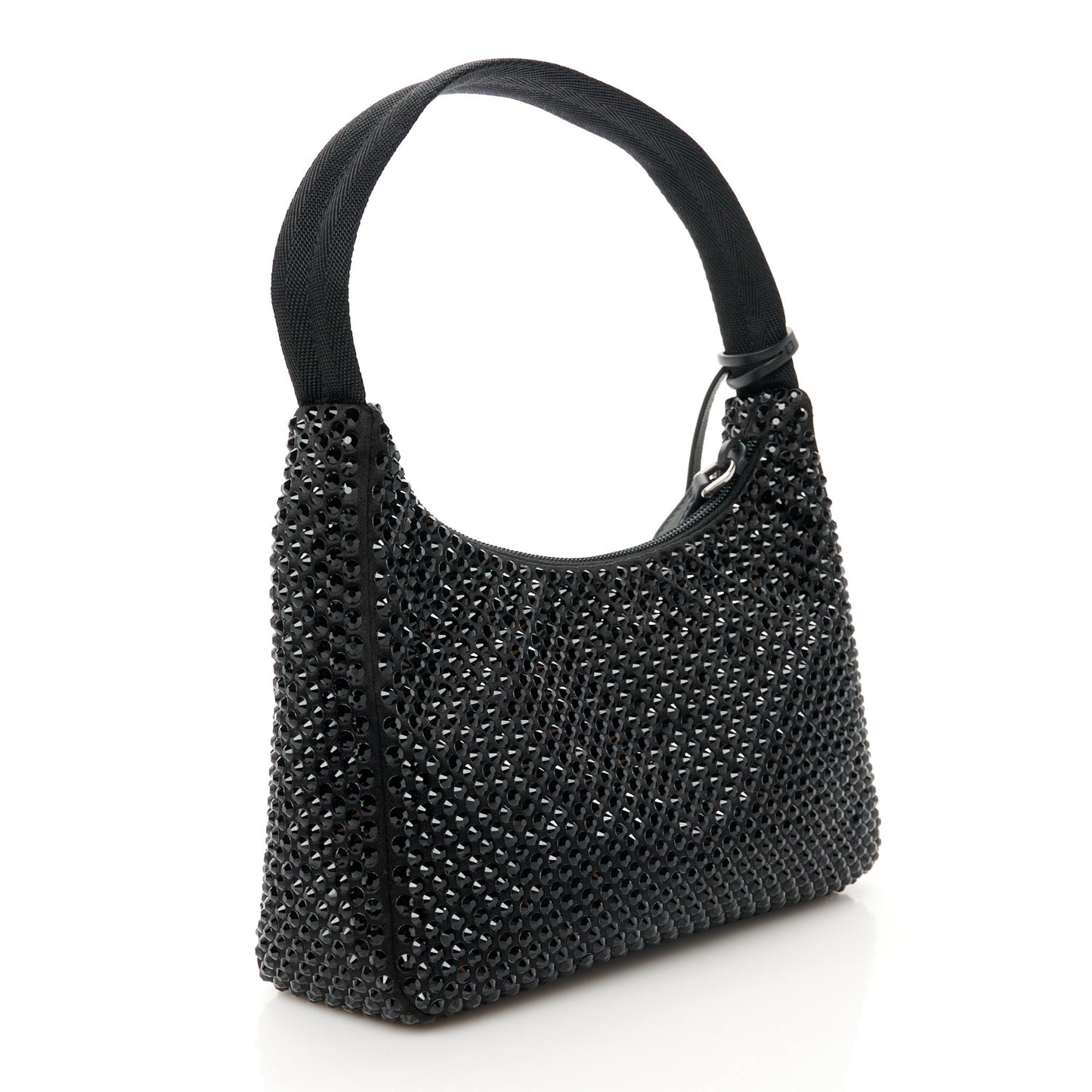 Satin Crystal Mini Re-Edition 2000 Bag Black