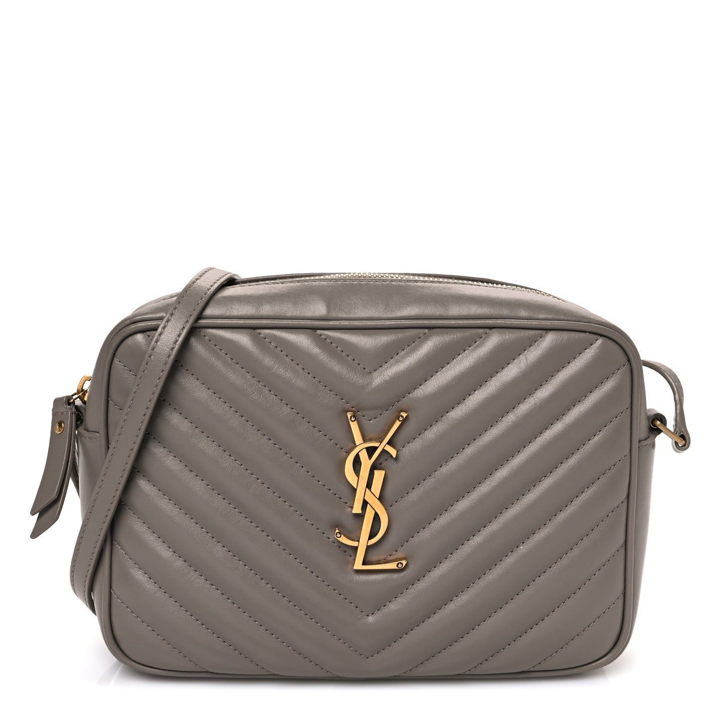 Calfskin Matelasse Monogram Lou Camera Bag Greyish Brown