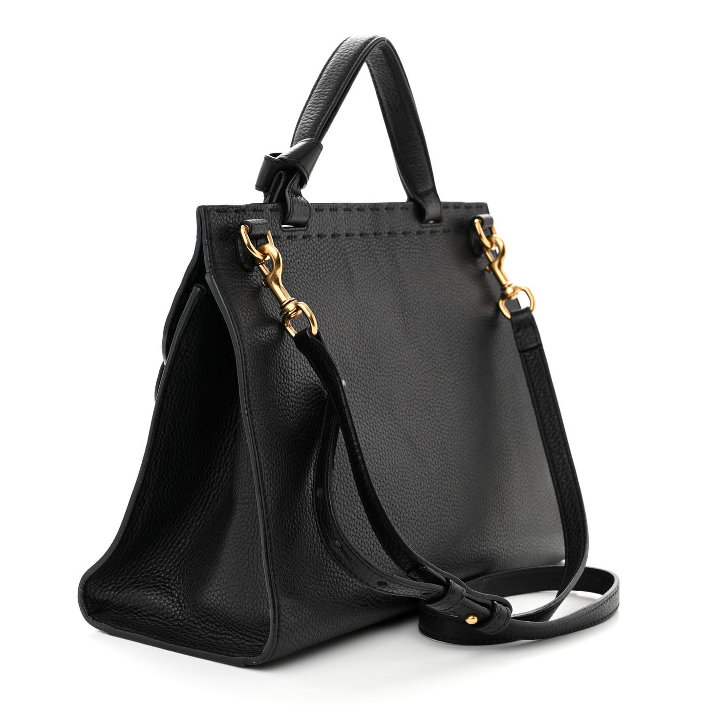 Calfskin Small GG Marmont Top Handle Bag Black