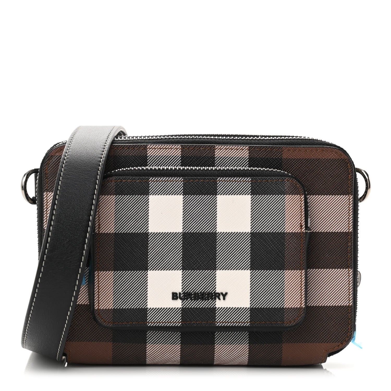 Burberry E-Canvas Jake Giant Check Messenger Dark Birch 1 of 12