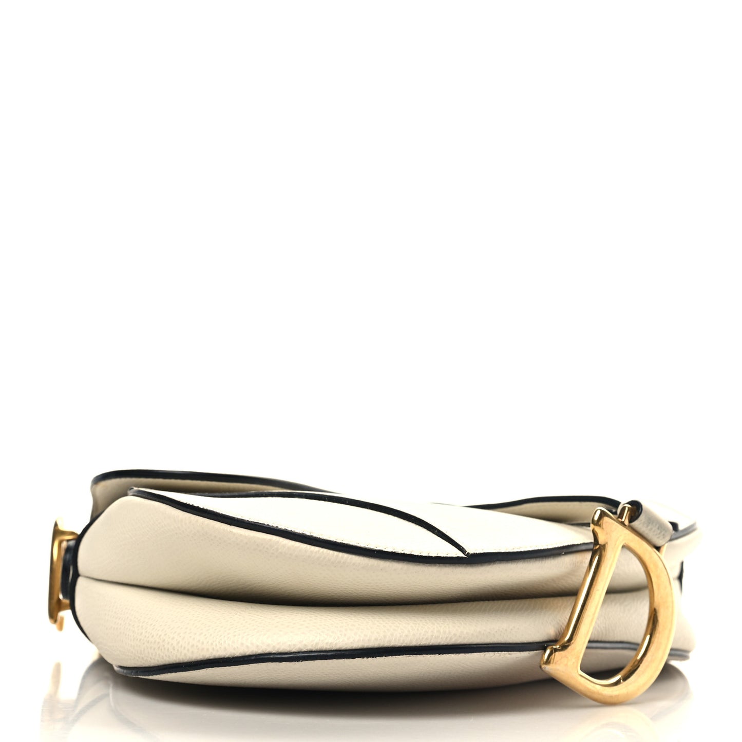 Grained Calfskin Saddle Bag White