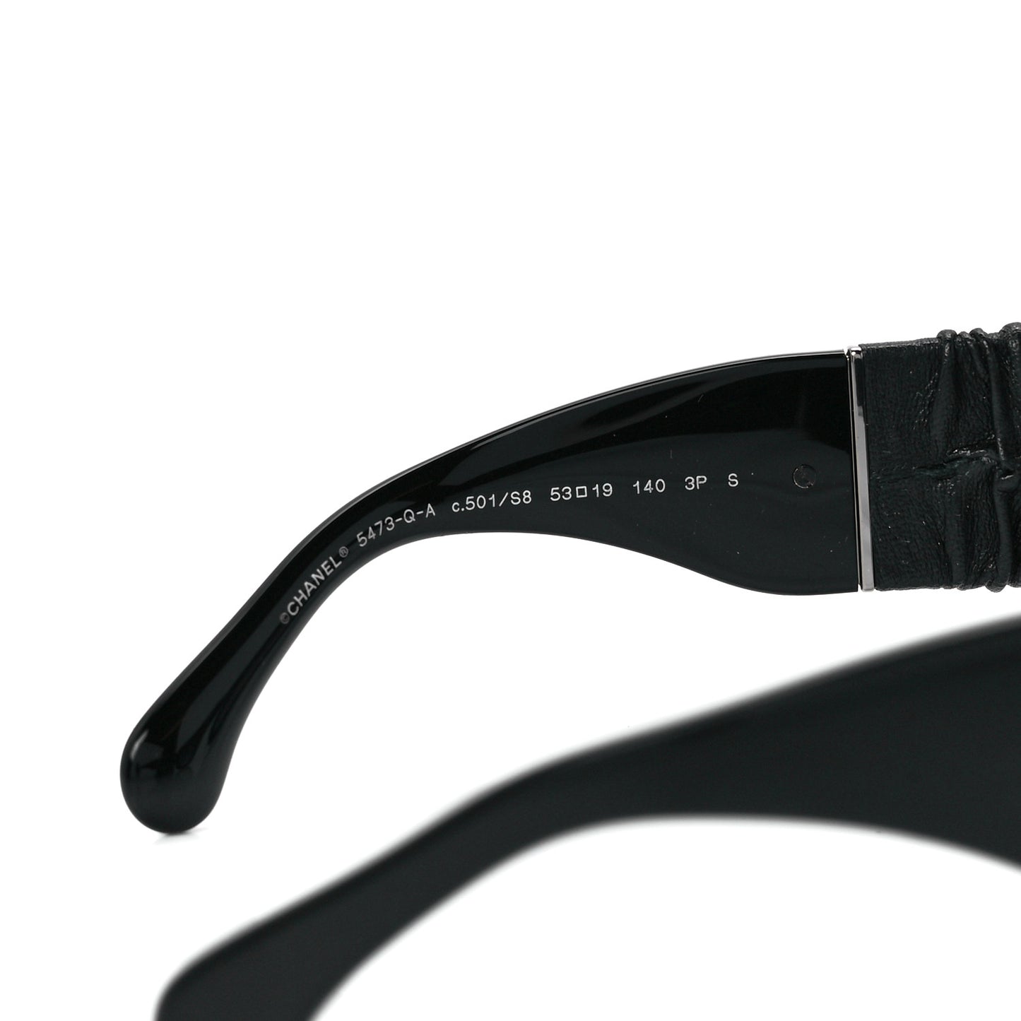 Acetate Calfskin Polarized Square Sunglasses 5473-Q-A Black