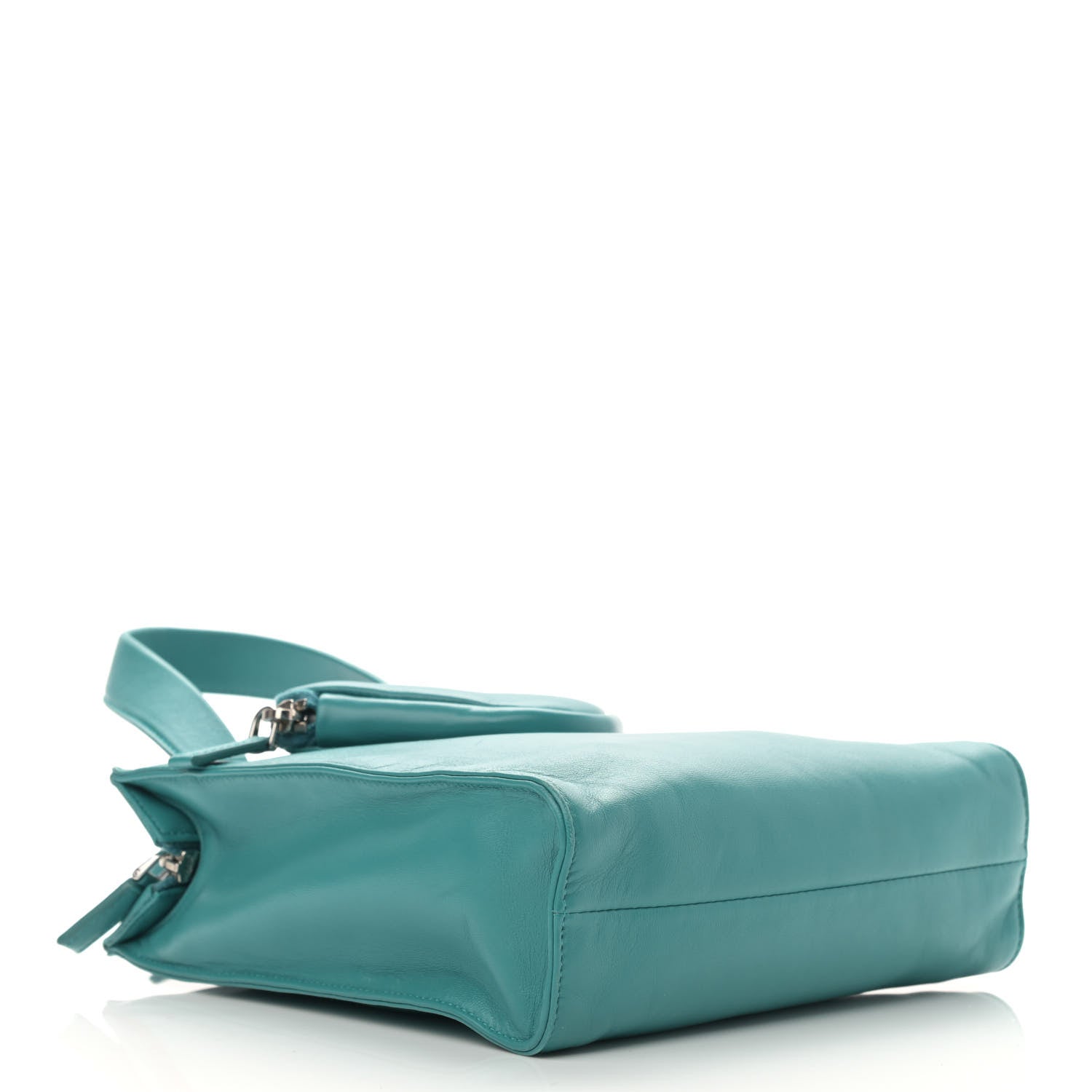 Prada Nappa Triangle Pocket Small Tote Bag Teal 4 of 16