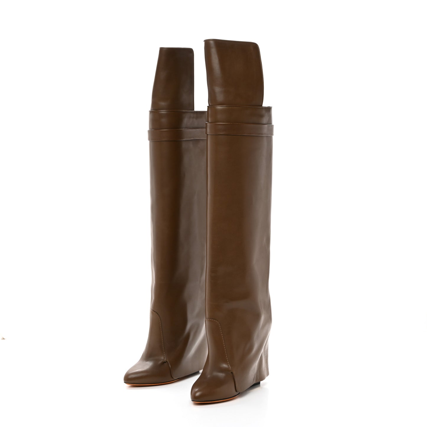 Calfskin Shark Look Over The Knee Boots 37.5 Kaky