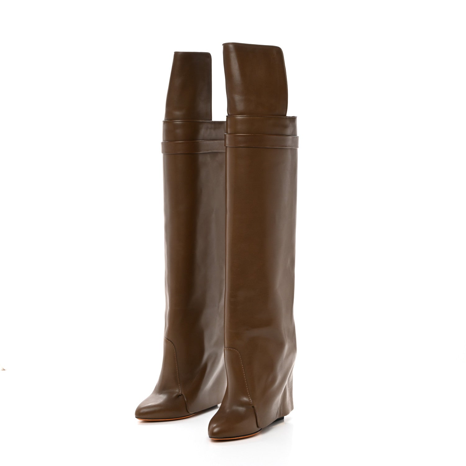 Givenchy Calfskin Shark Look Over The Knee Boots 37.5 Kaky 3 of 7