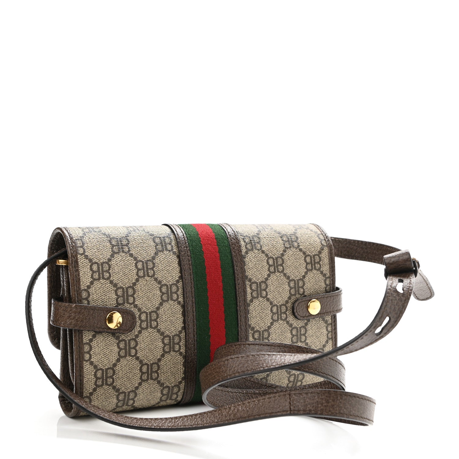 Gucci X BALENCIAGA BB Supreme Monogram Web Ophidia Crossbody Wallet Beige New Acero 3 of 13