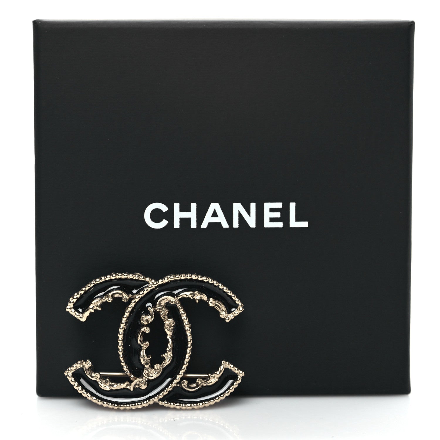Chanel Enamel CC Baroque Brooch Black Gold 5 of 5