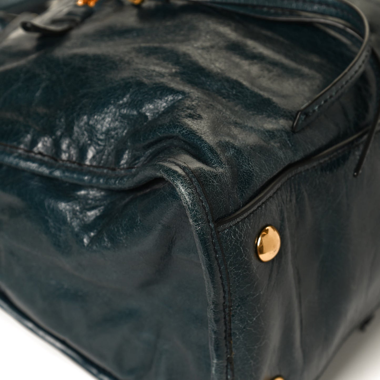 Vitello Shine Zip Tote Denim