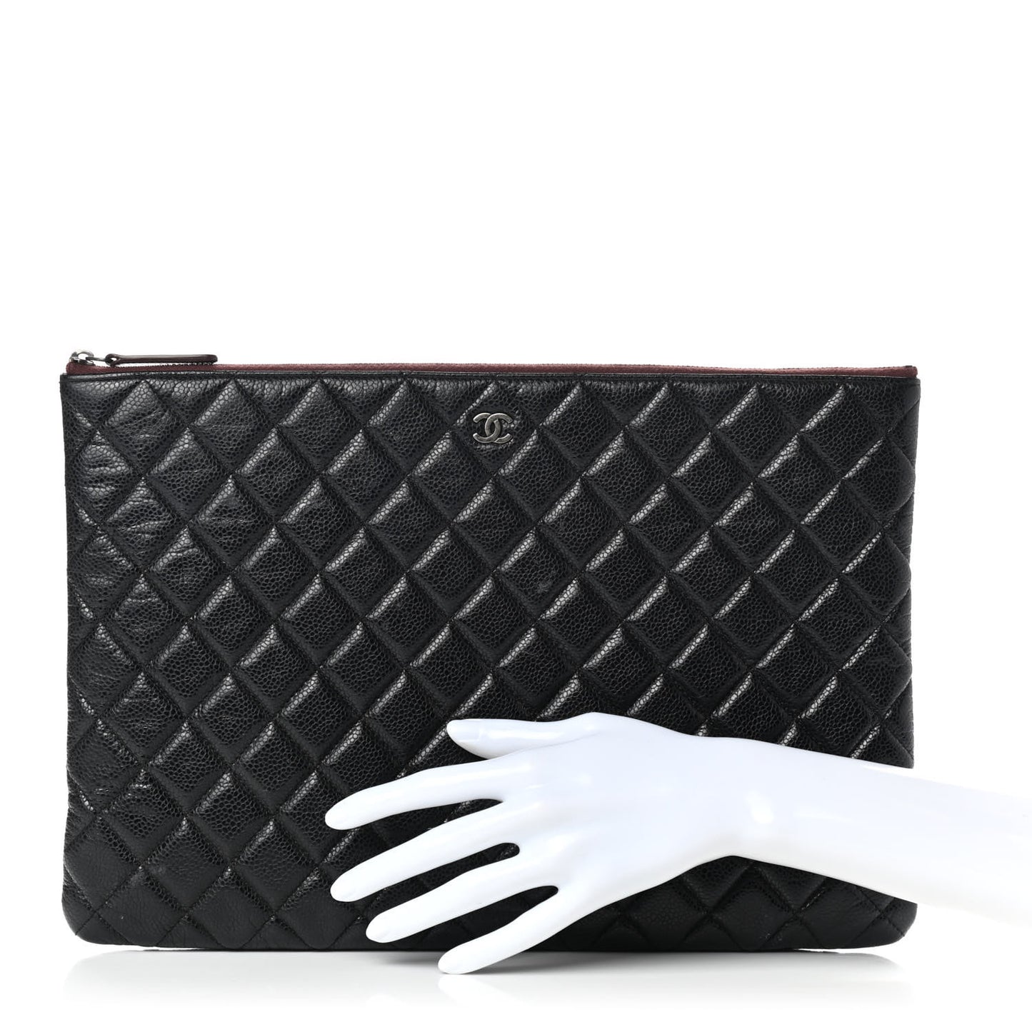Caviar Quilted Large Cosmetic Case Black