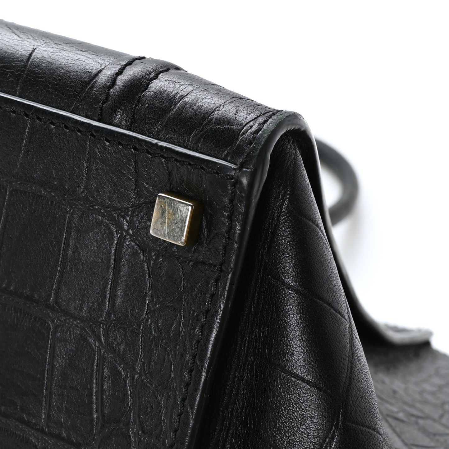 Calfskin Crocodile Embossed Medium Phantom Luggage Black