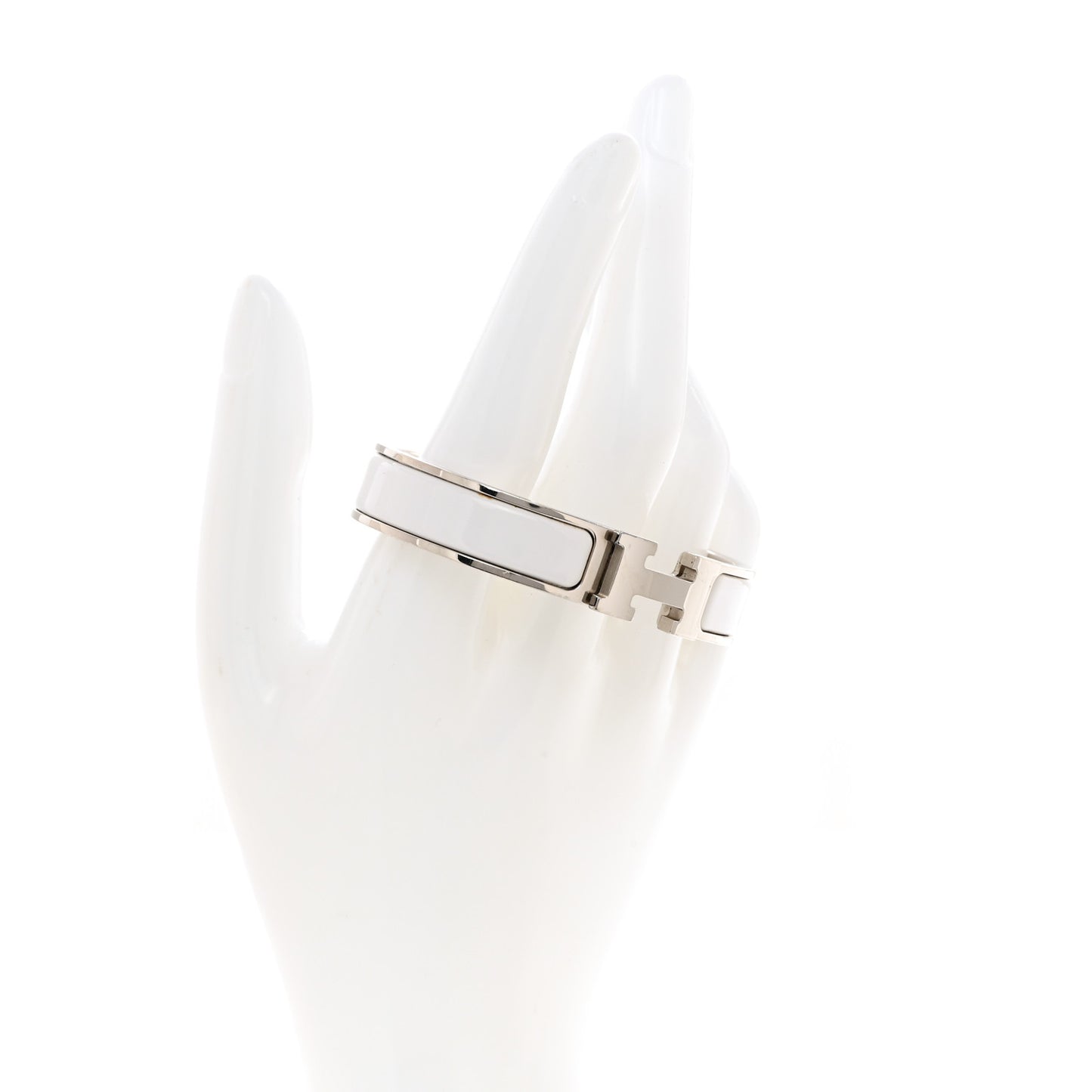 Enamel Narrow Clic Clac H Bracelet PM White
