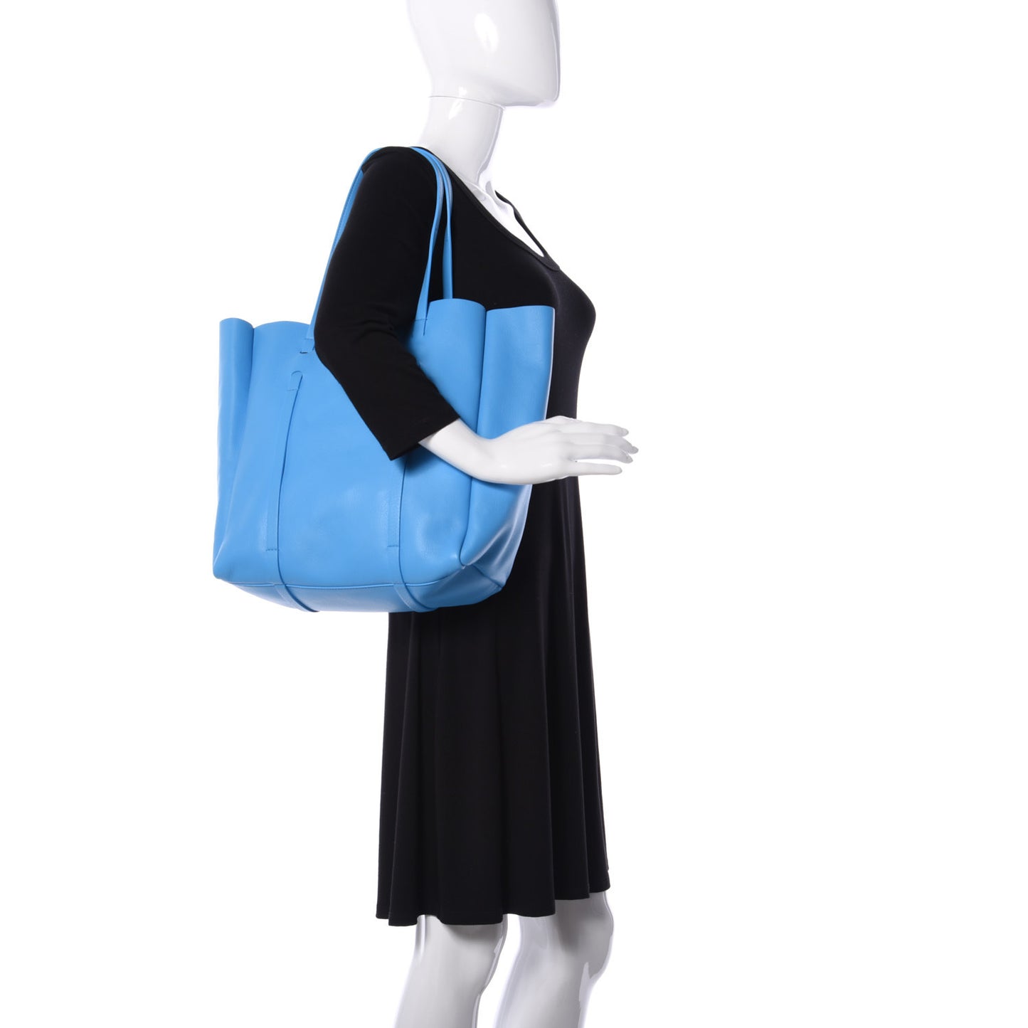 Veau Baltimore Double Sided Small Everyday Tote Bleu Turquoise Black