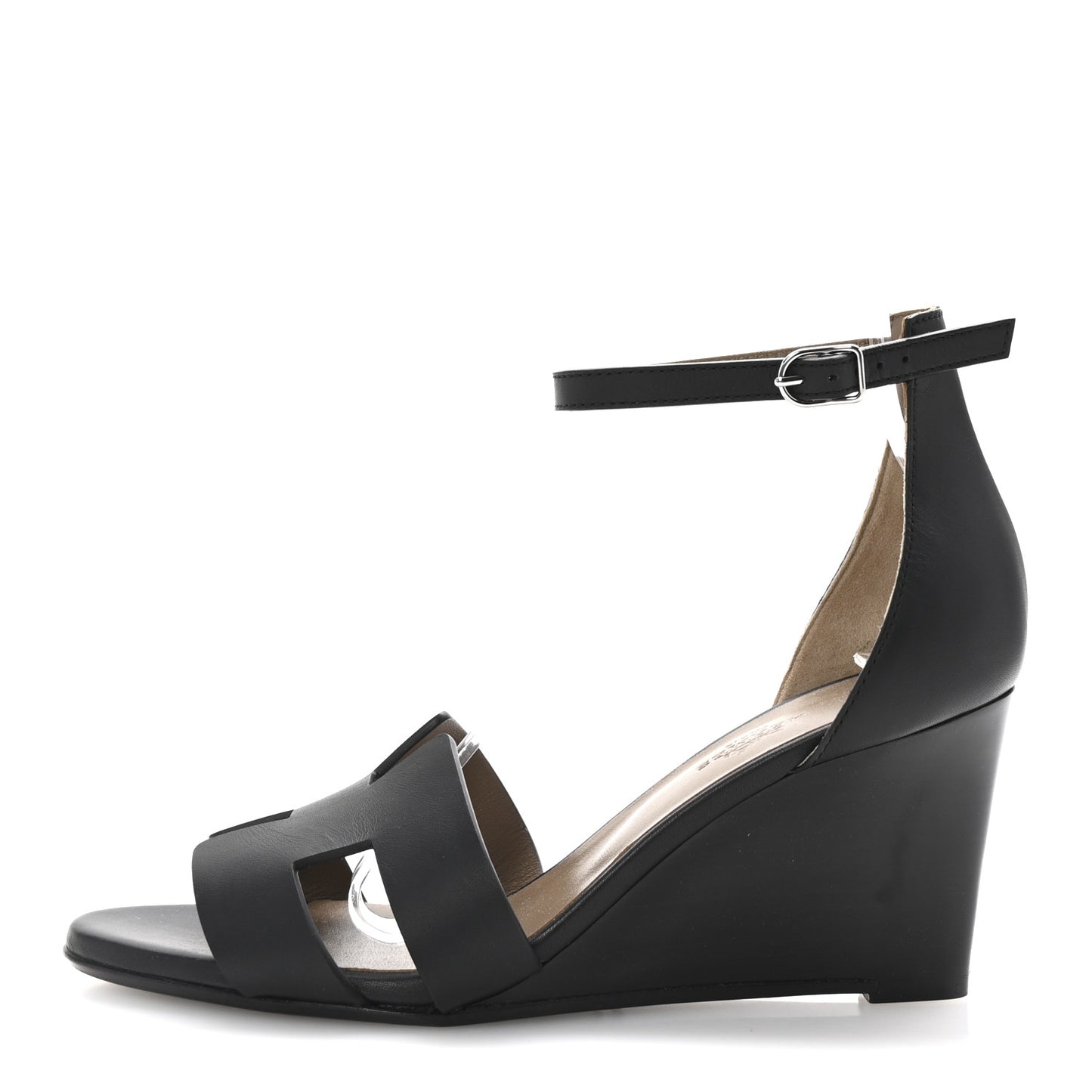 Calfskin Legend Wedge Sandals 38.5 Black