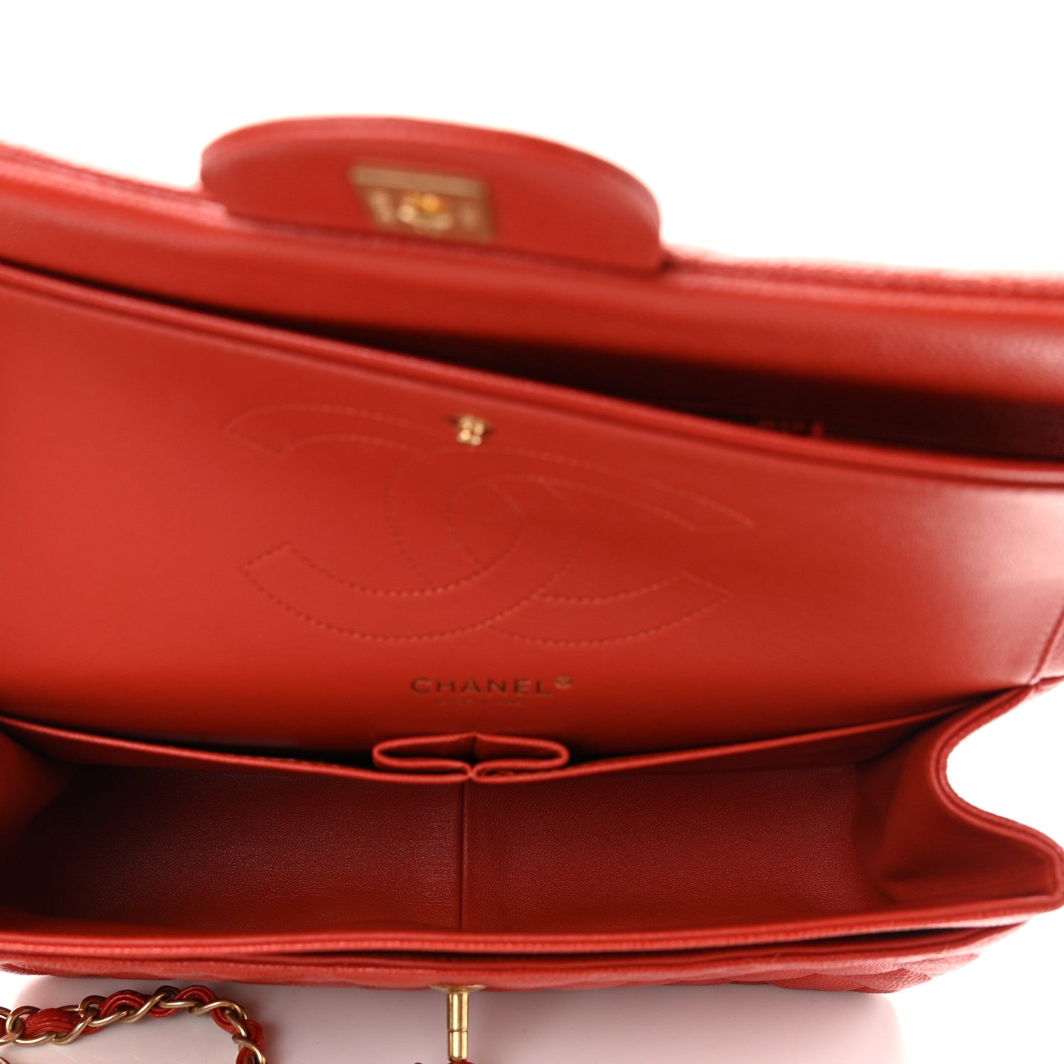 Chanel Caviar Quilted Jumbo Double Flap Red 5 of 10