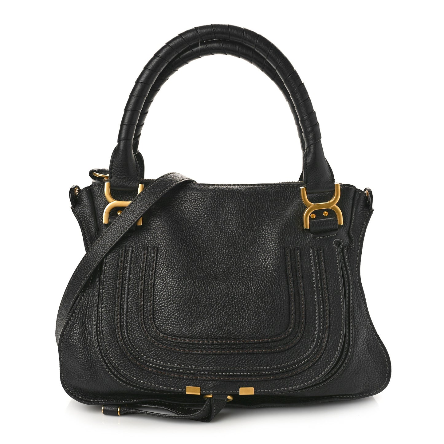Calfskin Medium Marcie Satchel Black