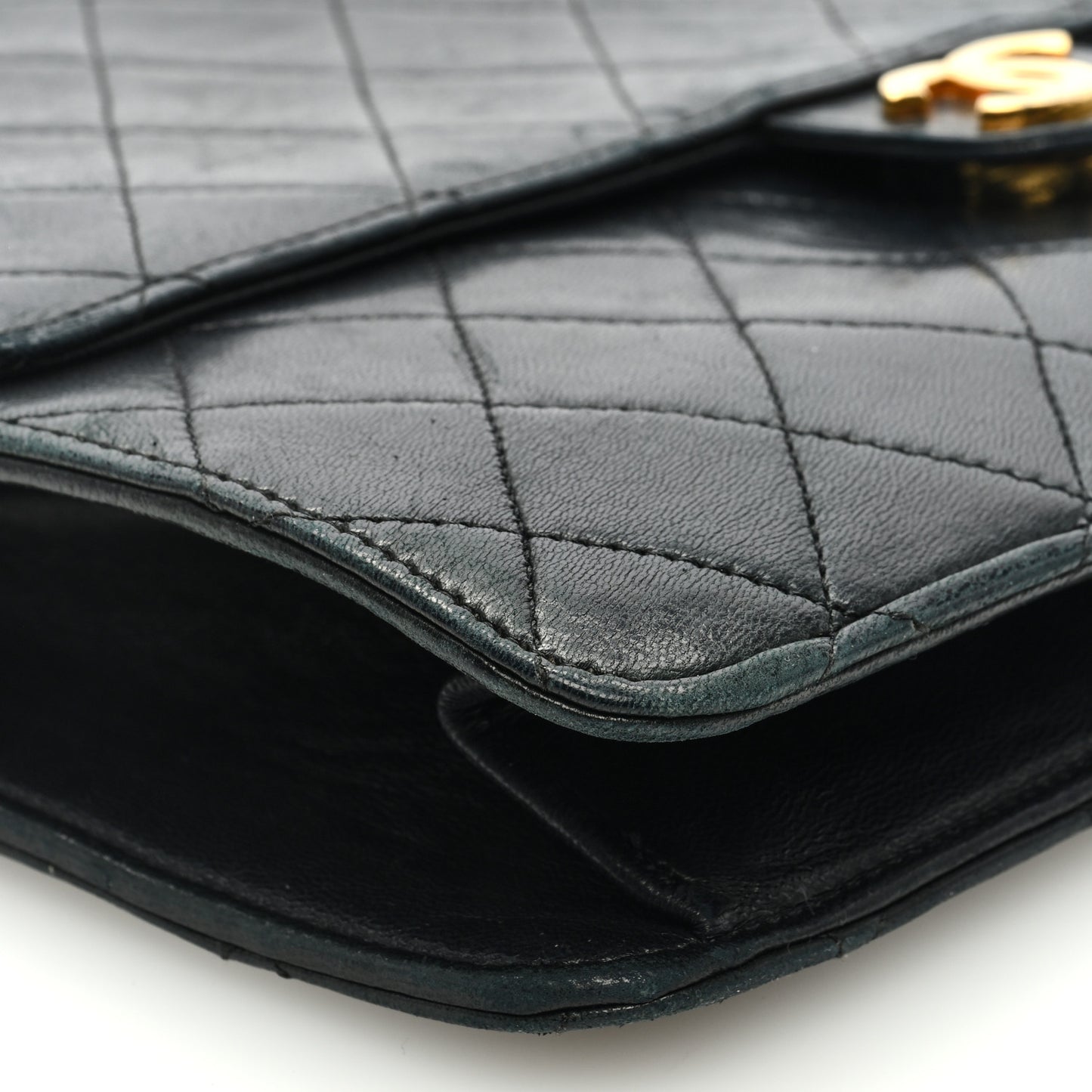 Lambskin Quilted Small Single Flap Black