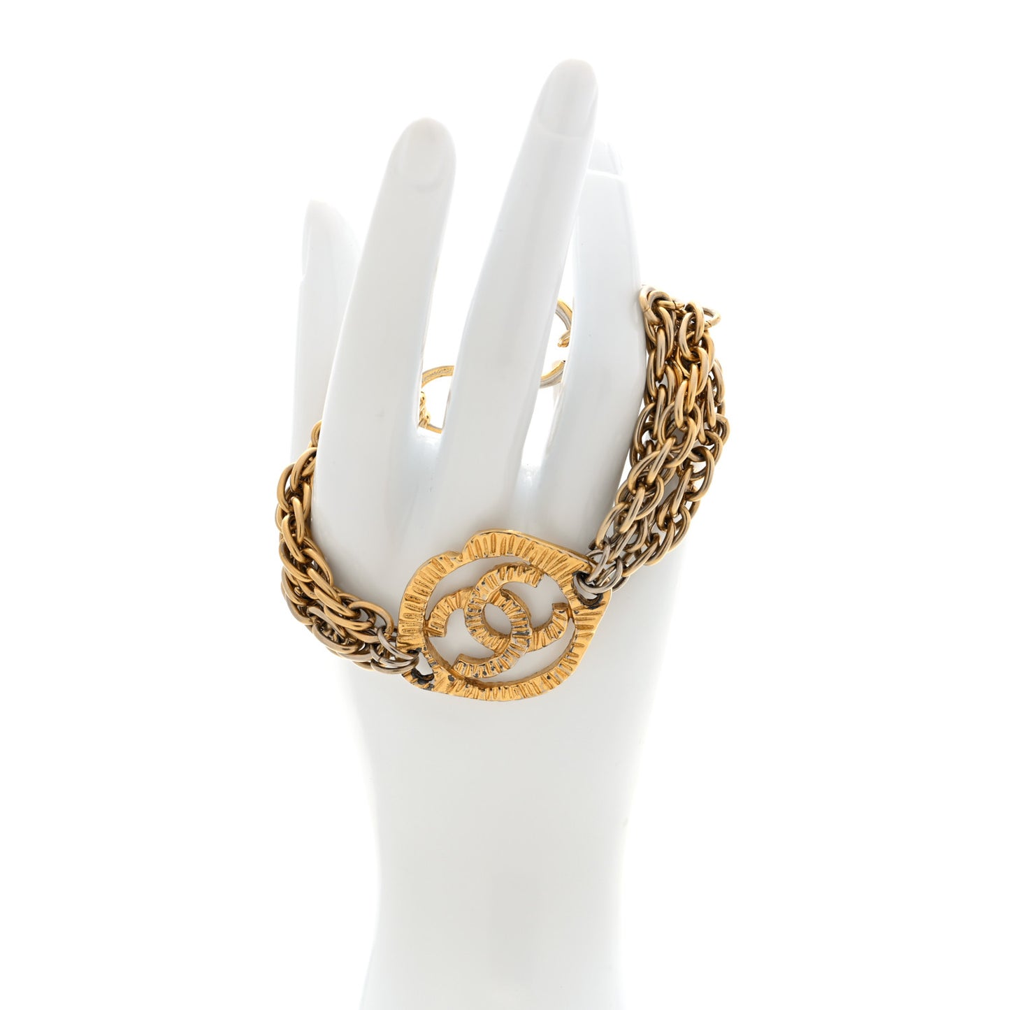 Multistrand Chain CC Bracelet Gold