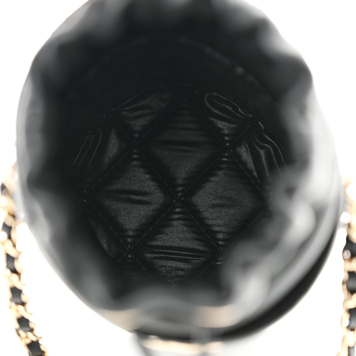 Lambskin Quilted Mini Bucket Bag With Chain Black