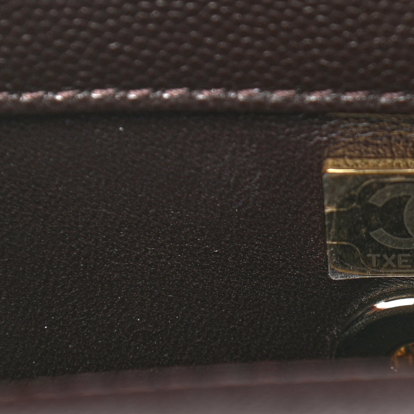 Caviar Quilted Mini Coco Handle Flap Dark Brown