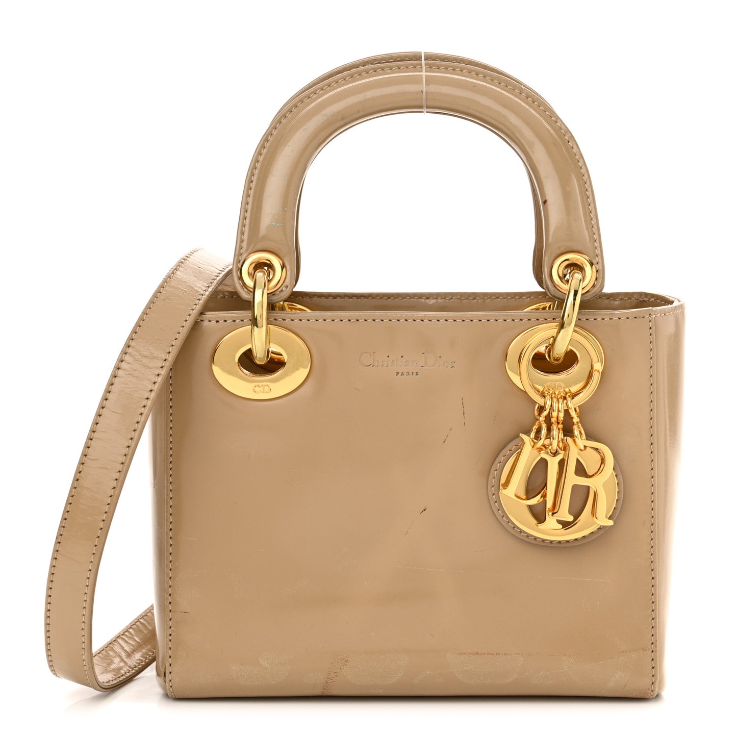 Patent Mini Lady Dior Beige