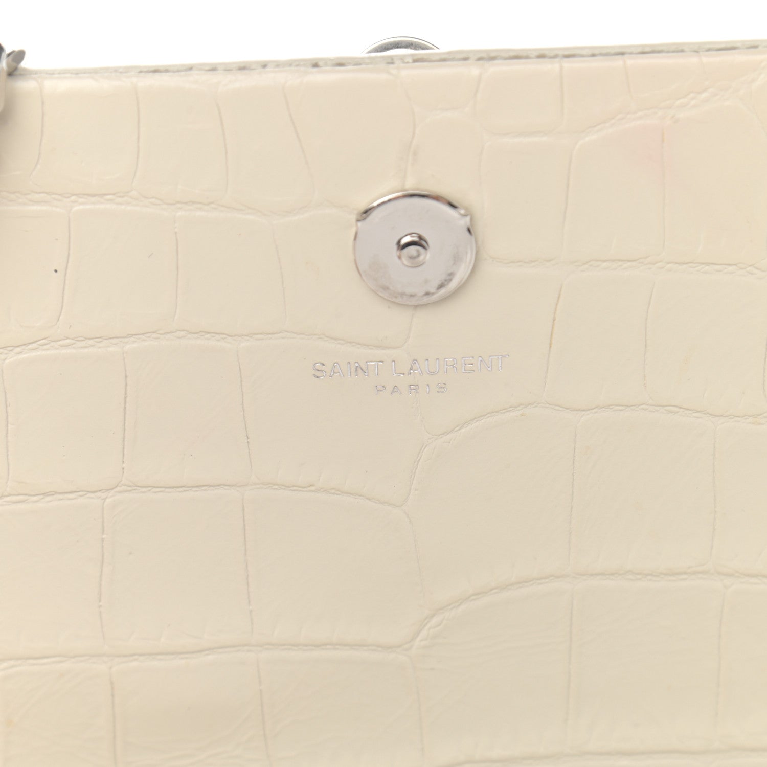 Saint Laurent Calfskin Crocodile Embossed Medium Classic Monogram Kate Tassel Satchel Crema Soft 7 of 12