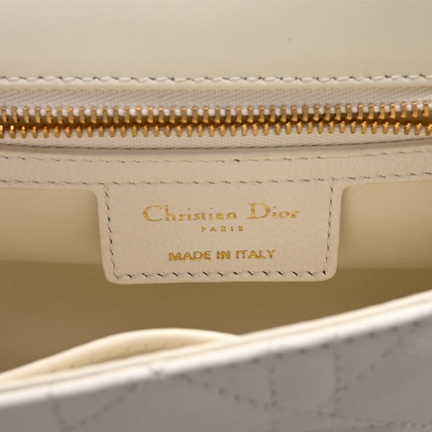 Calfskin Cannage Small Caro Bag Ivory
