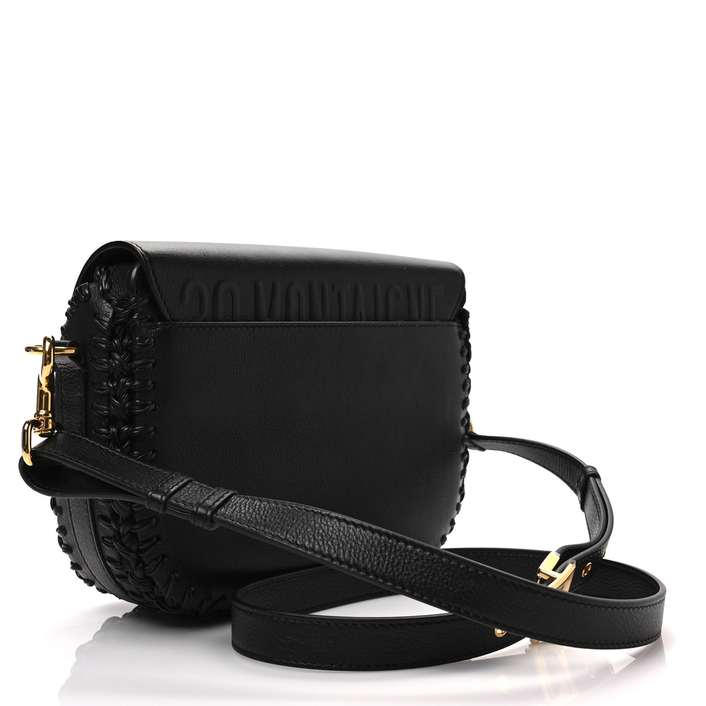 Grained Calfskin Medium Whipstitched Bobby Bag Black