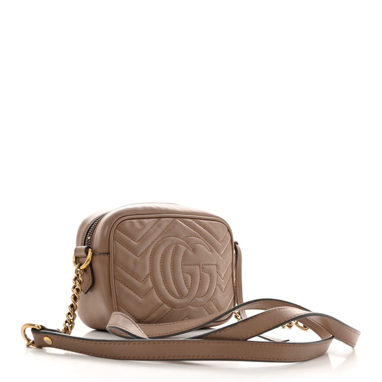 Calfskin Matelasse Mini GG Marmont Chain Shoulder Bag Porcelain Rose