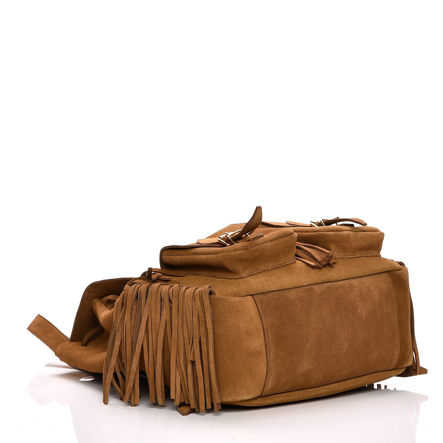 Suede Calfskin Fringe Festival Backpack Light Ocre