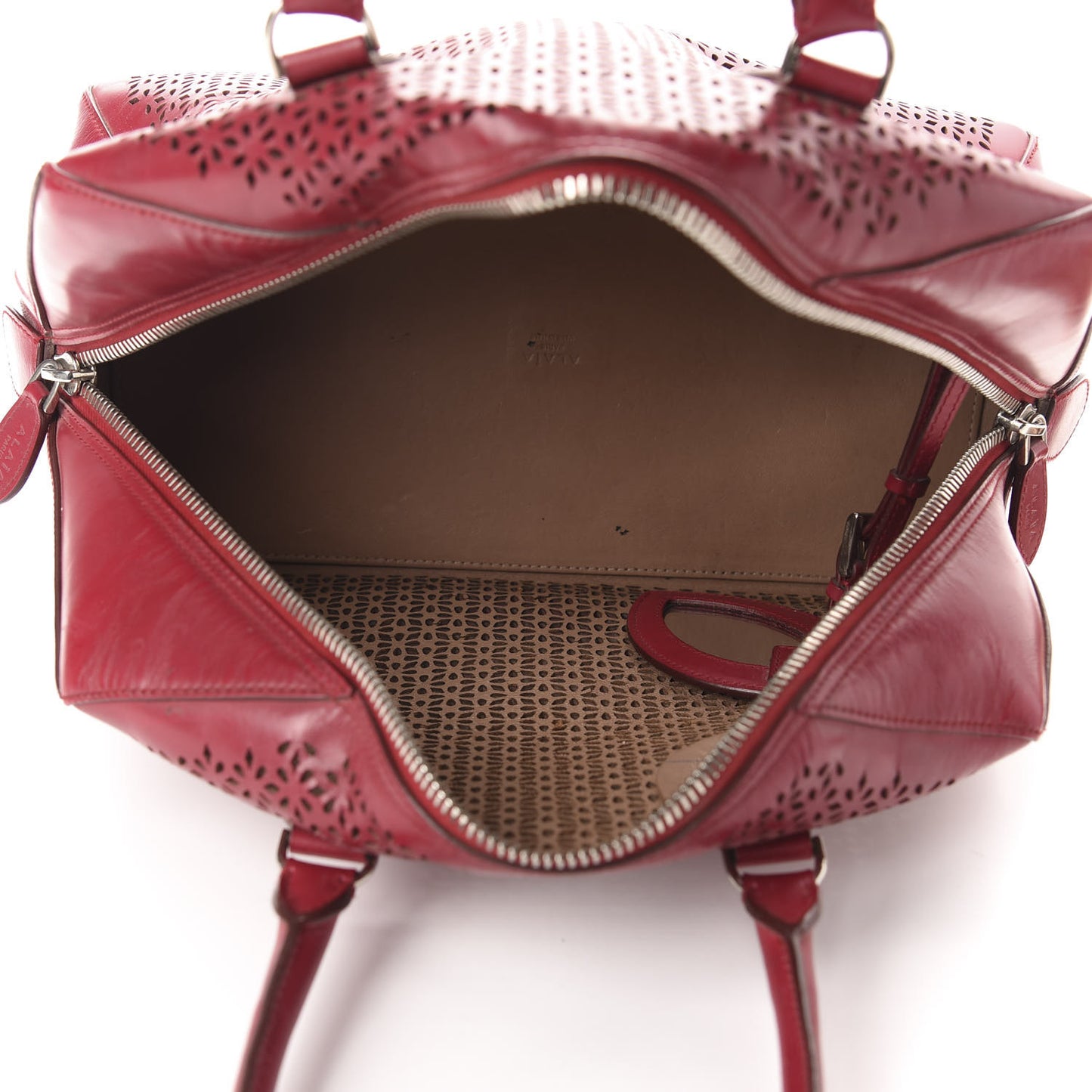 Calfskin Lux Laser Cut Tote Red