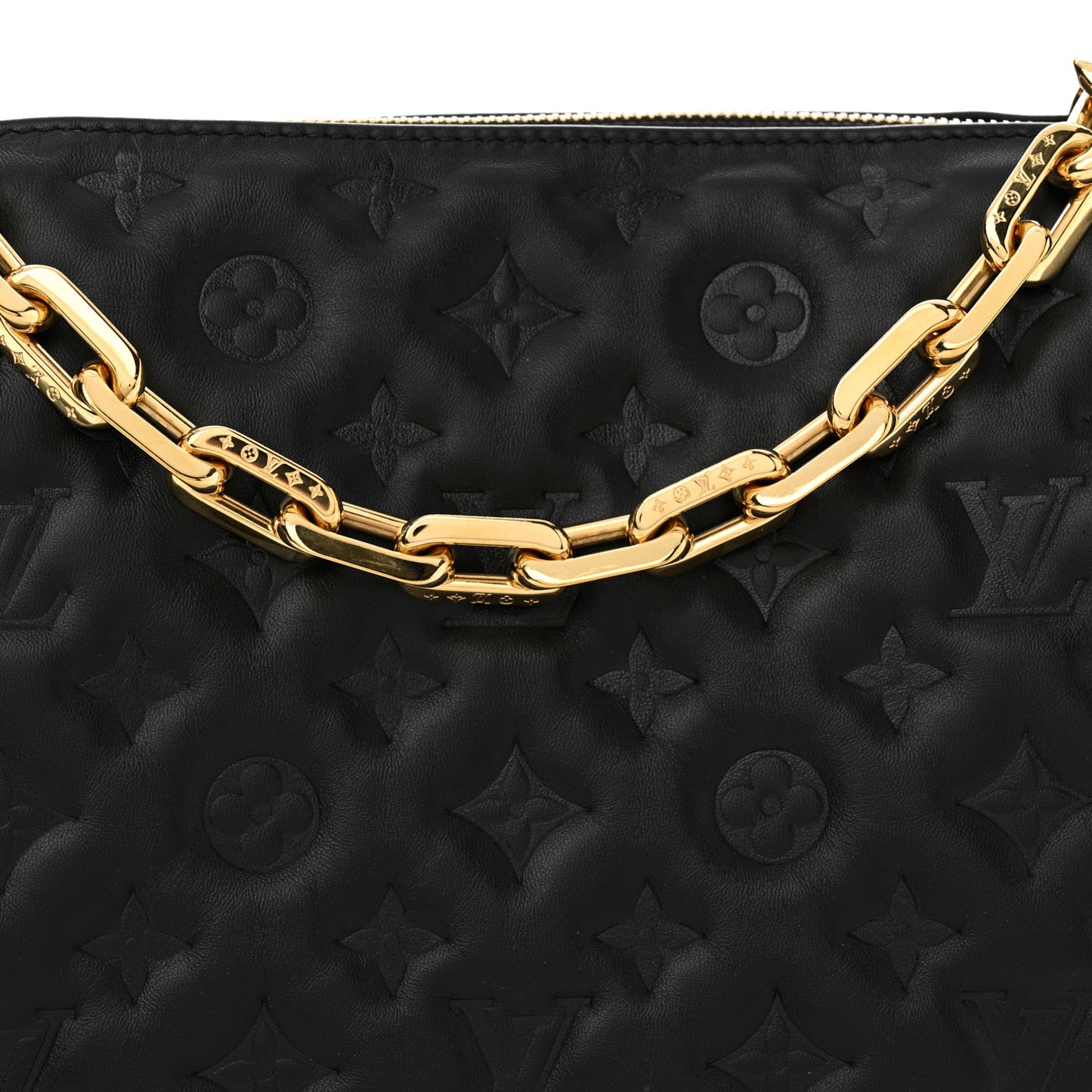 Lambskin Embossed Monogram Coussin PM Black