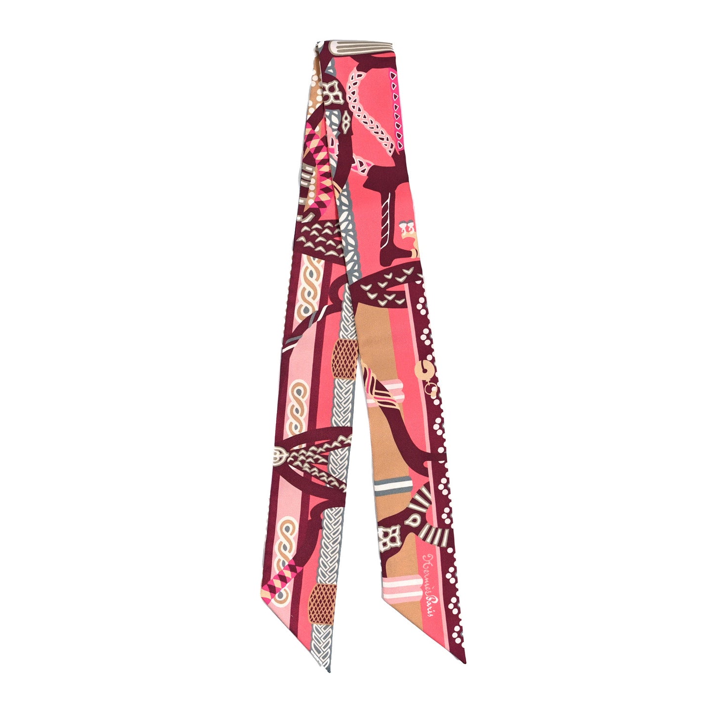 Silk Fantaisie D'Etriers Twilly Rose Vif Prune Beige