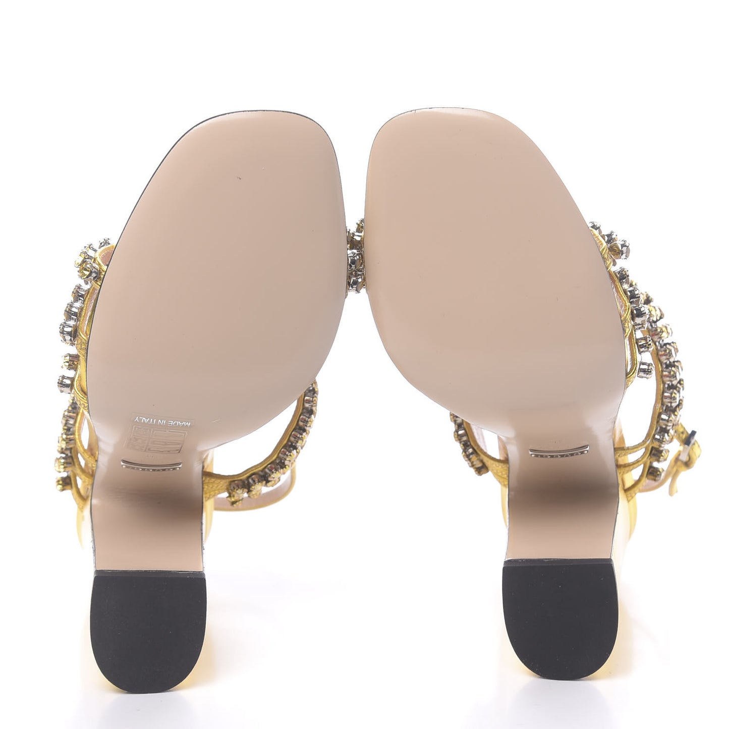 Nappa Silk Crystal Bertie High Heel Sandals 36 Gold