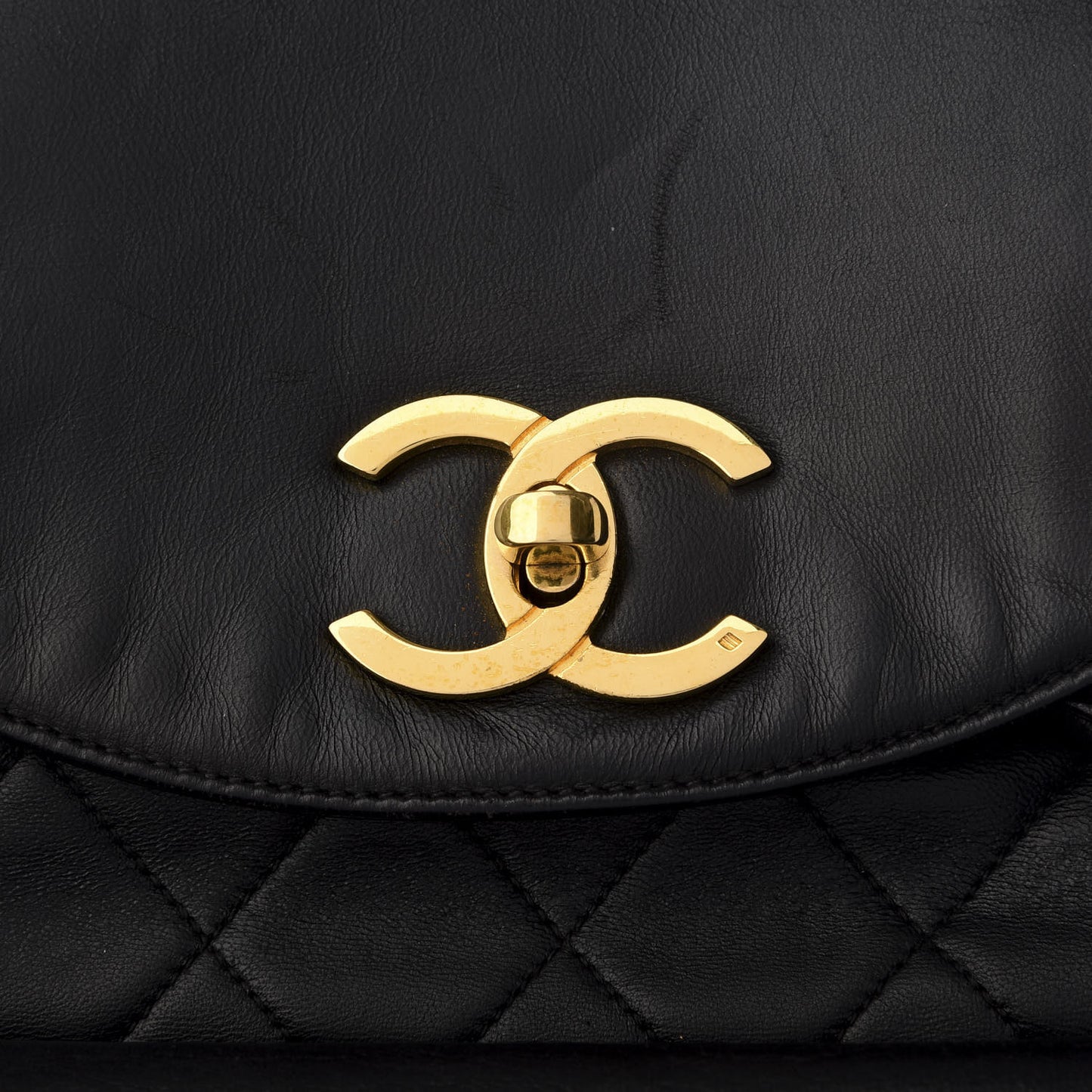 Lambskin Quilted Drawstring Backpack Black