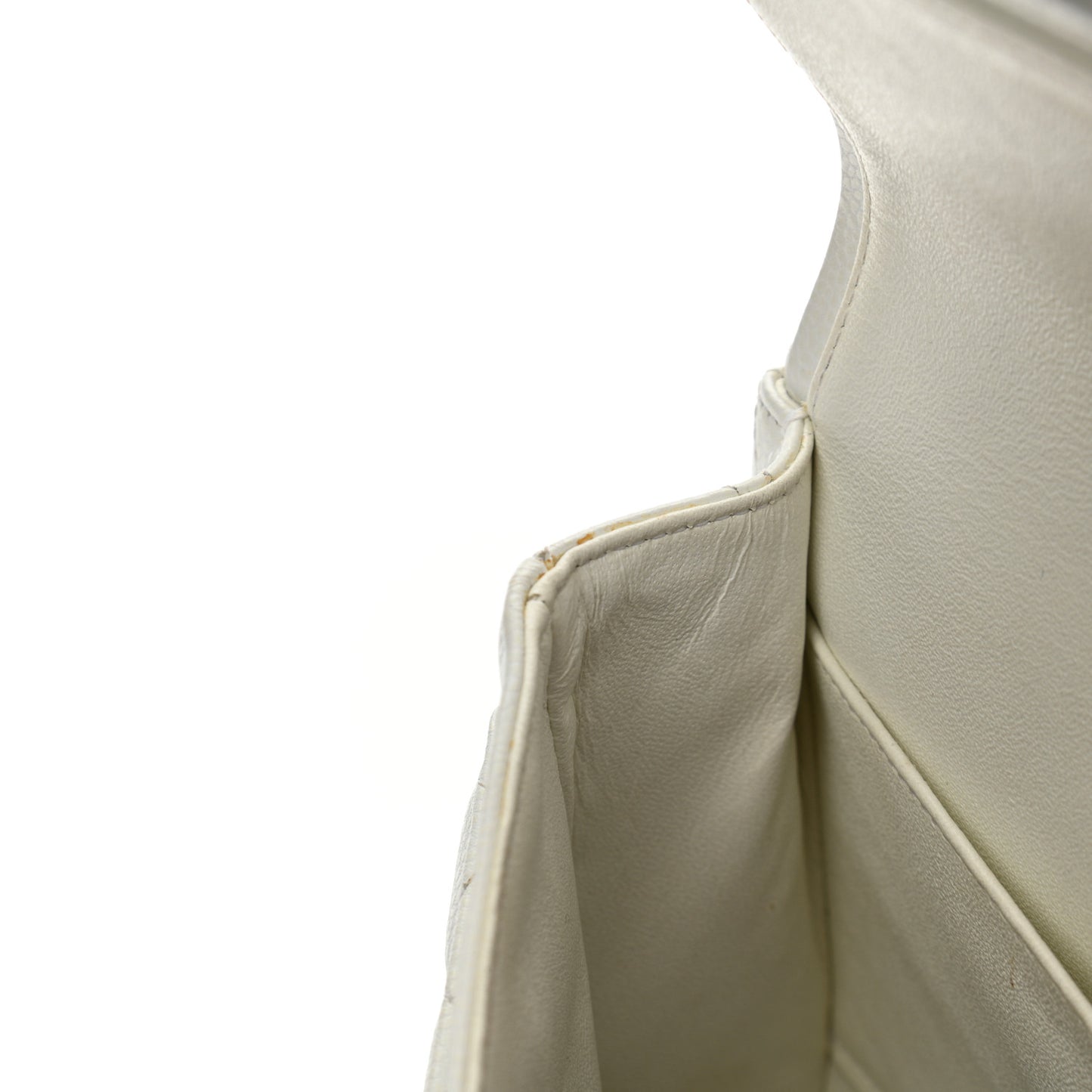 Caviar Quilted Medium Double Flap White