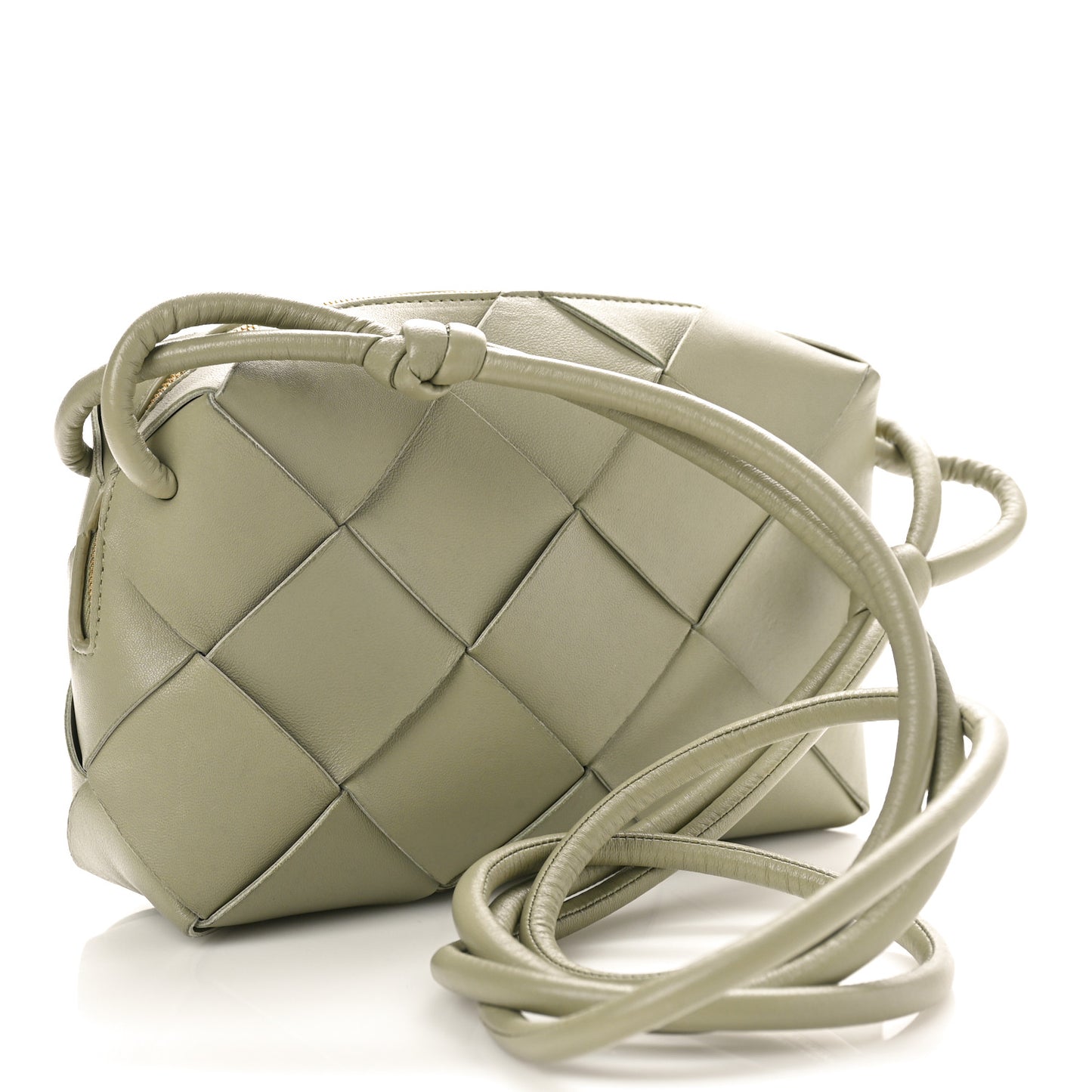 Lambskin Maxi Intreccio Small Cassette Camera Bag Travertine