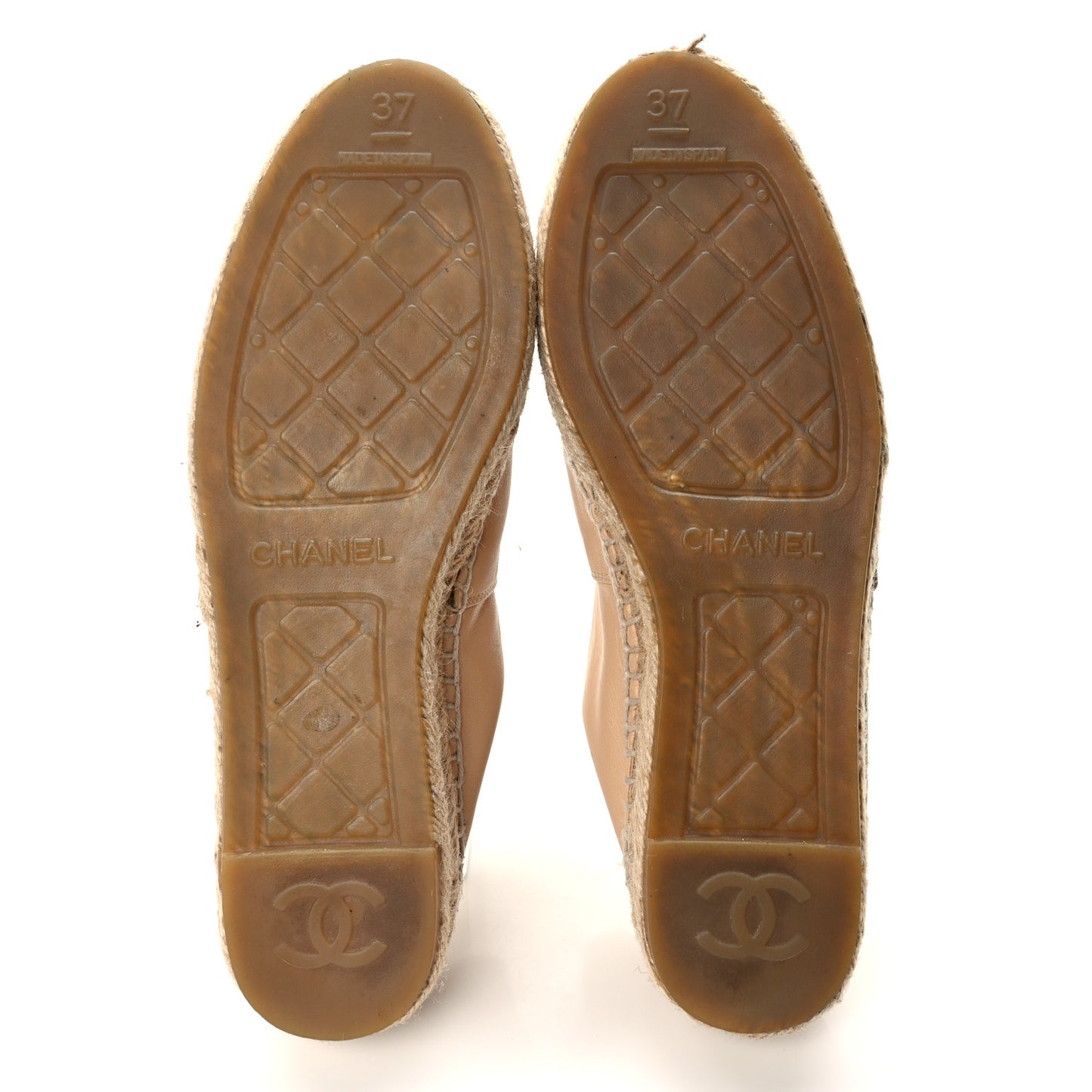 Lambskin CC Espadrilles 37 Beige Black