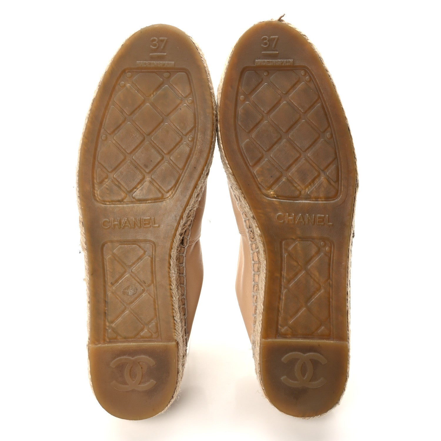 Chanel Lambskin CC Espadrilles 37 Beige Black 5 of 9