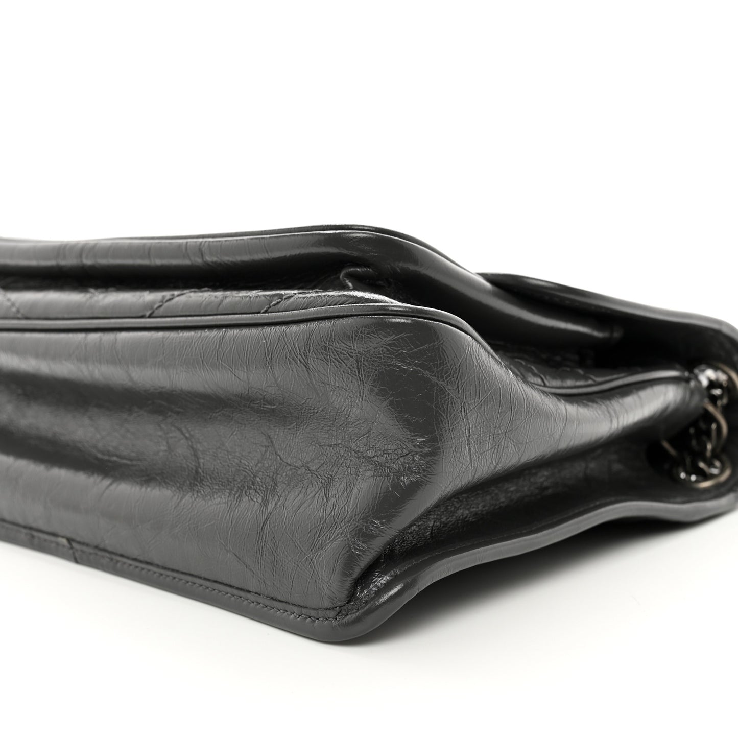 Crinkled Calfskin Matelasse Monogram Medium Niki Chain Satchel Storm