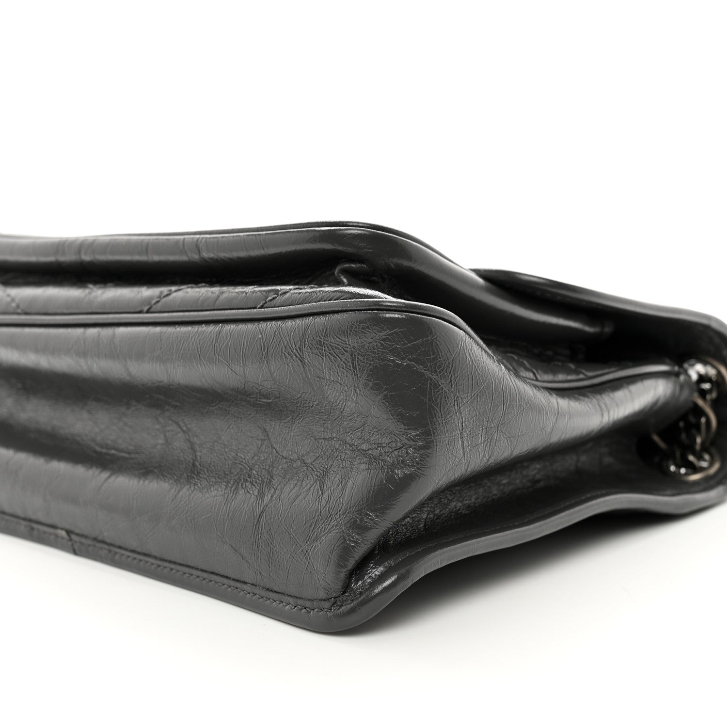 Saint Laurent Crinkled Calfskin Matelasse Monogram Medium Niki Chain Satchel Storm 9 of 10