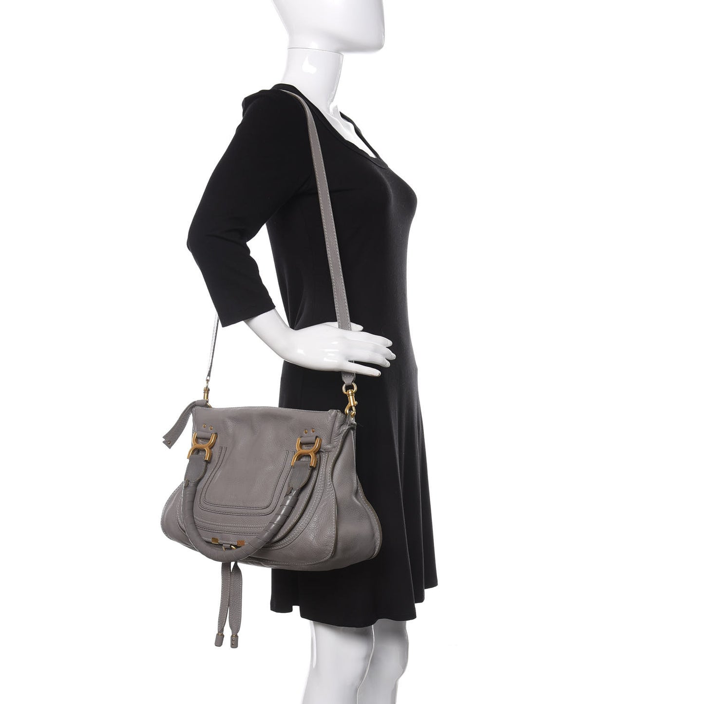 Calfskin Medium Marcie Satchel Cashmere Grey