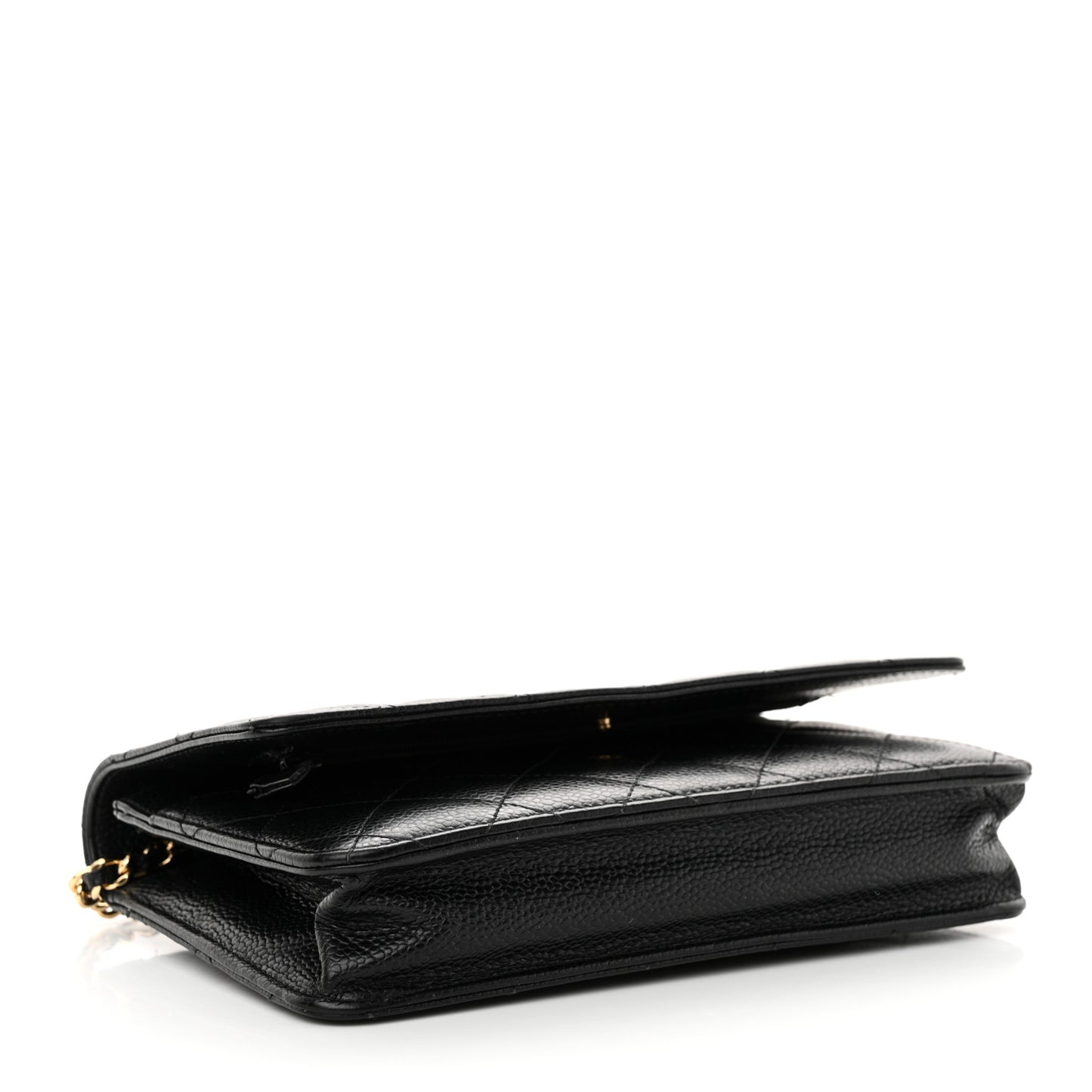 Caviar Quilted Wallet on Chain WOC Black