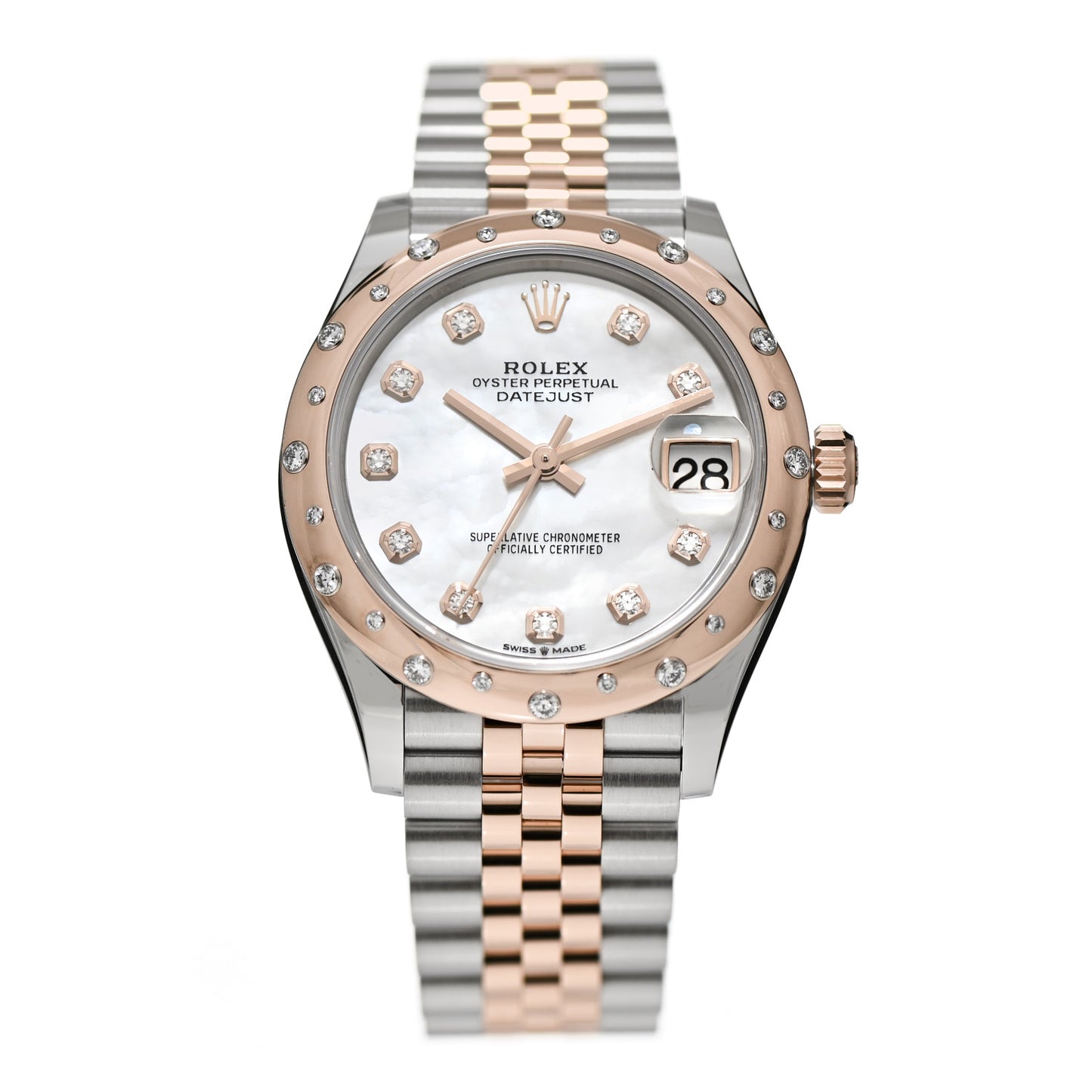 Stainless Steel 18K Everose Gold Diamond Mother of Pearl 31mm Oyster Perpetual Datejust Watch 278341RBR