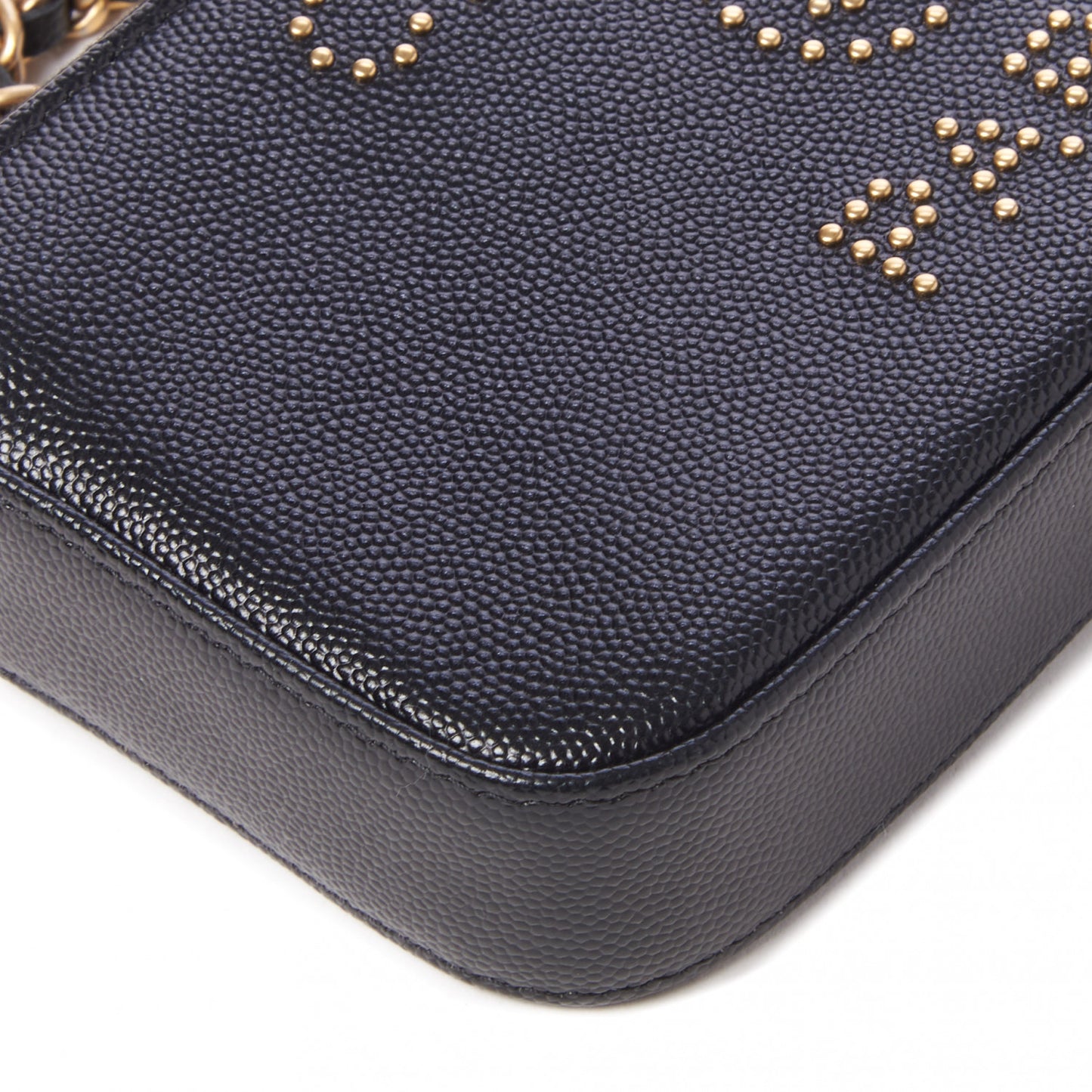 Caviar Studded Small Deauville Clutch With Chain Black
