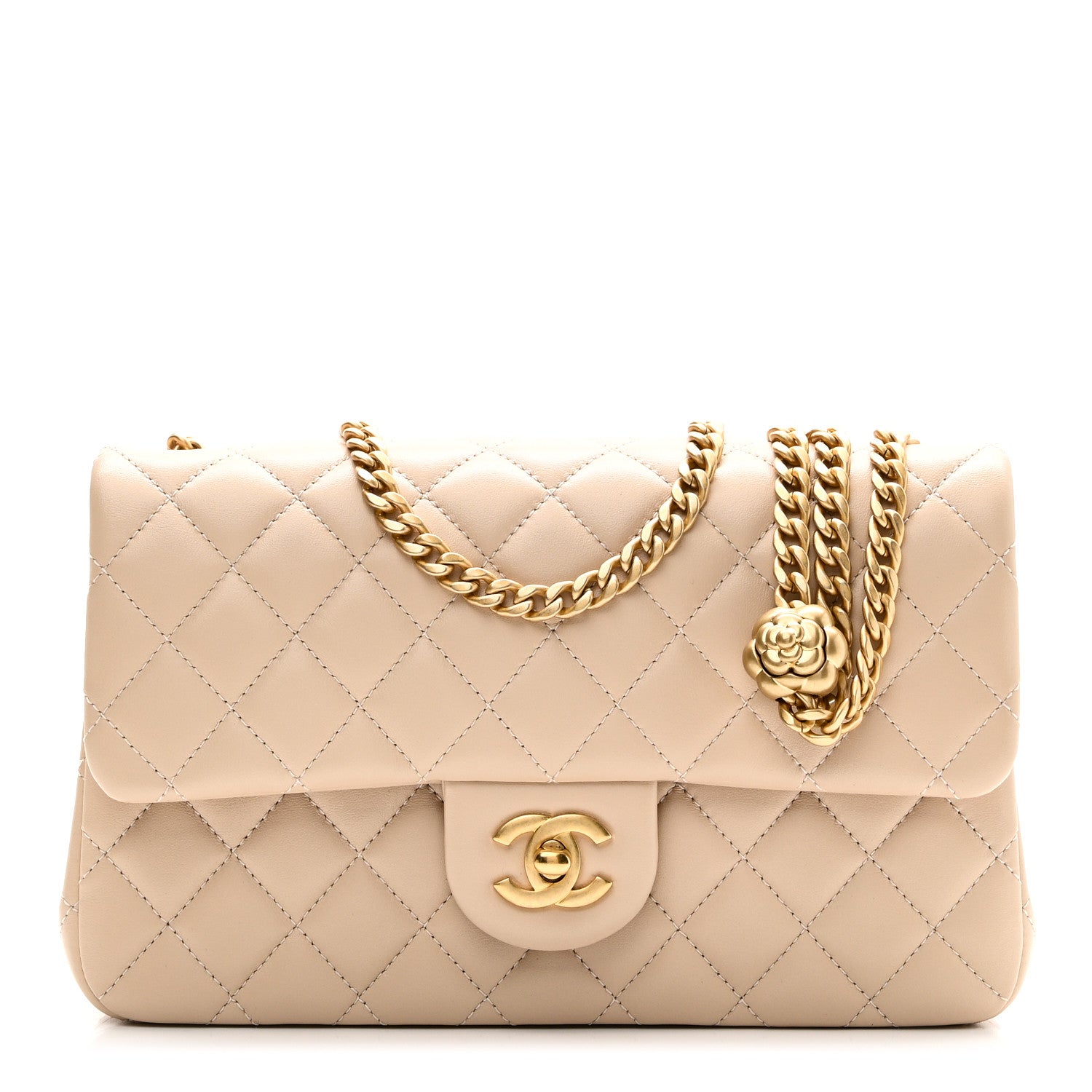 CHANEL ベージュ エナメル パーティーバッグ CHANEL (シャネル) ヴィンテージ パテントレザー エナメル バニティ