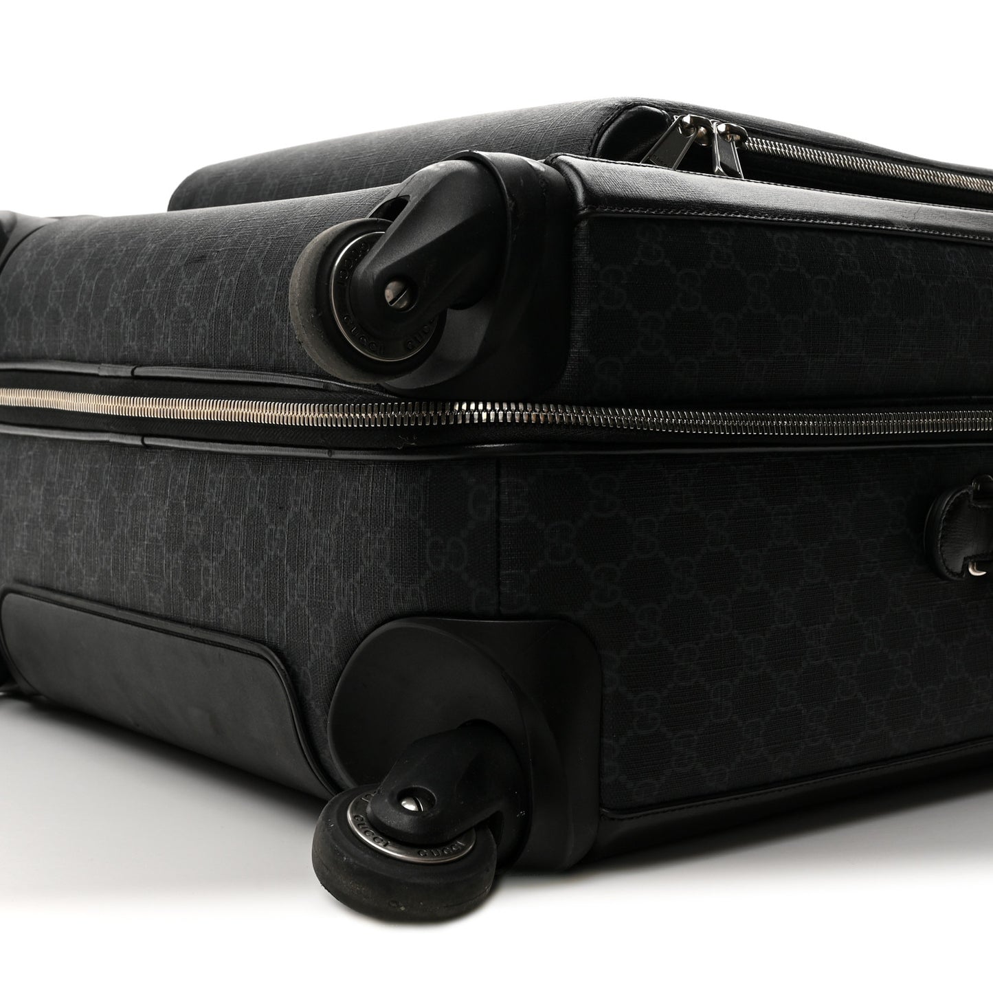 GG Supreme Monogram Large Four Wheel Suitcase Black Grey