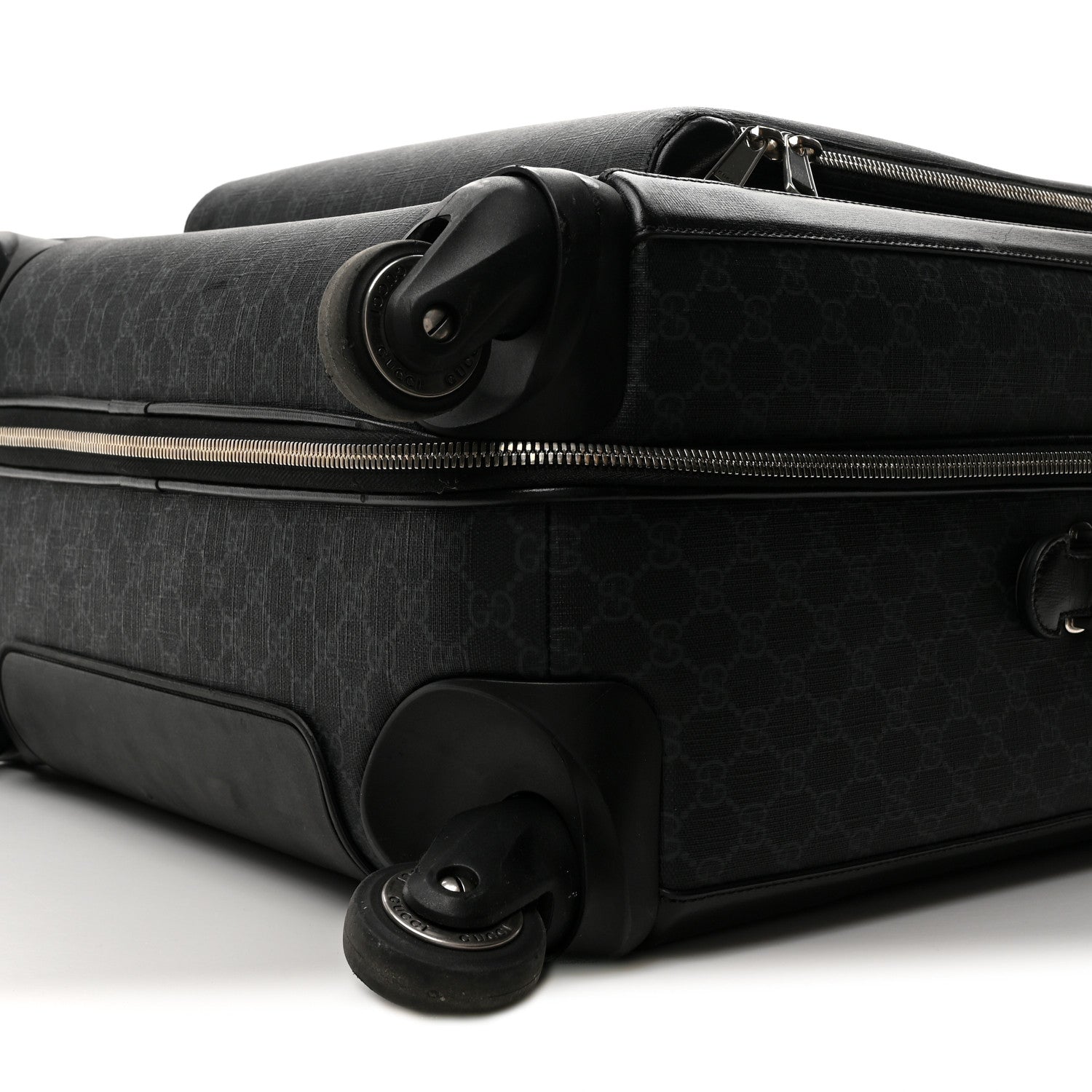 Gucci GG Supreme Monogram Large Four Wheel Suitcase Black Grey 9 of 14