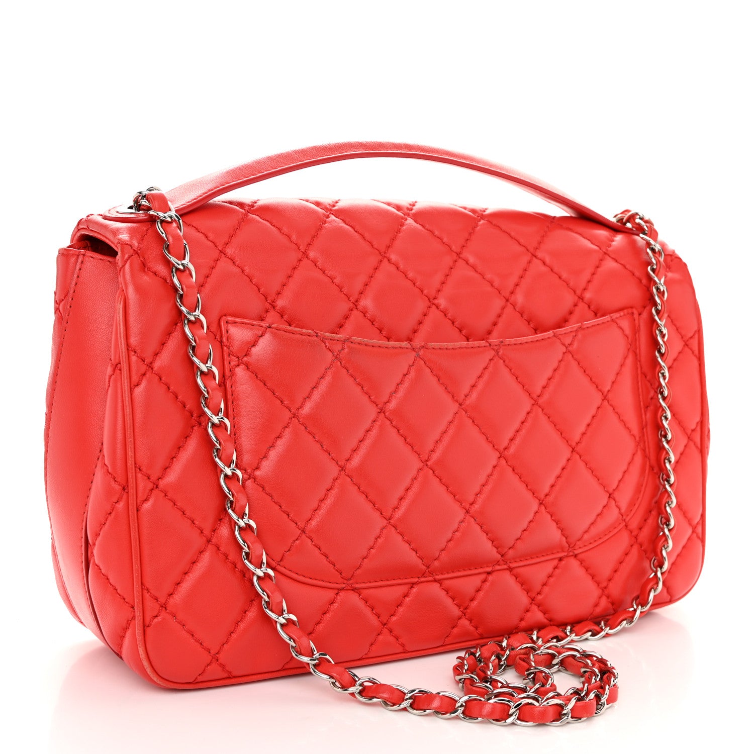 Chanel Lambskin Quilted Easy Carry Jumbo Flap Red 2 of 10