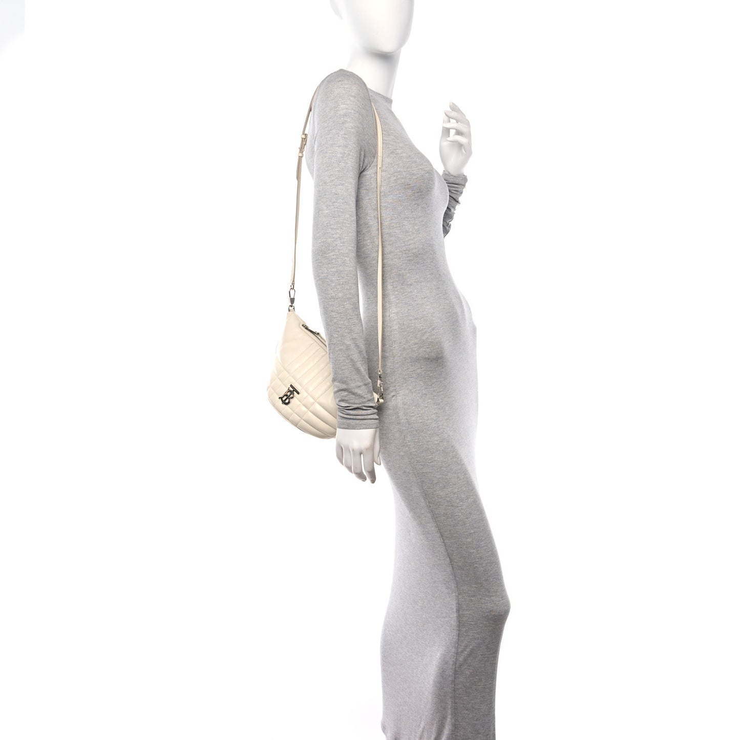 Lambskin Quilted Small Crescent Lola Bag Pale Vanilla